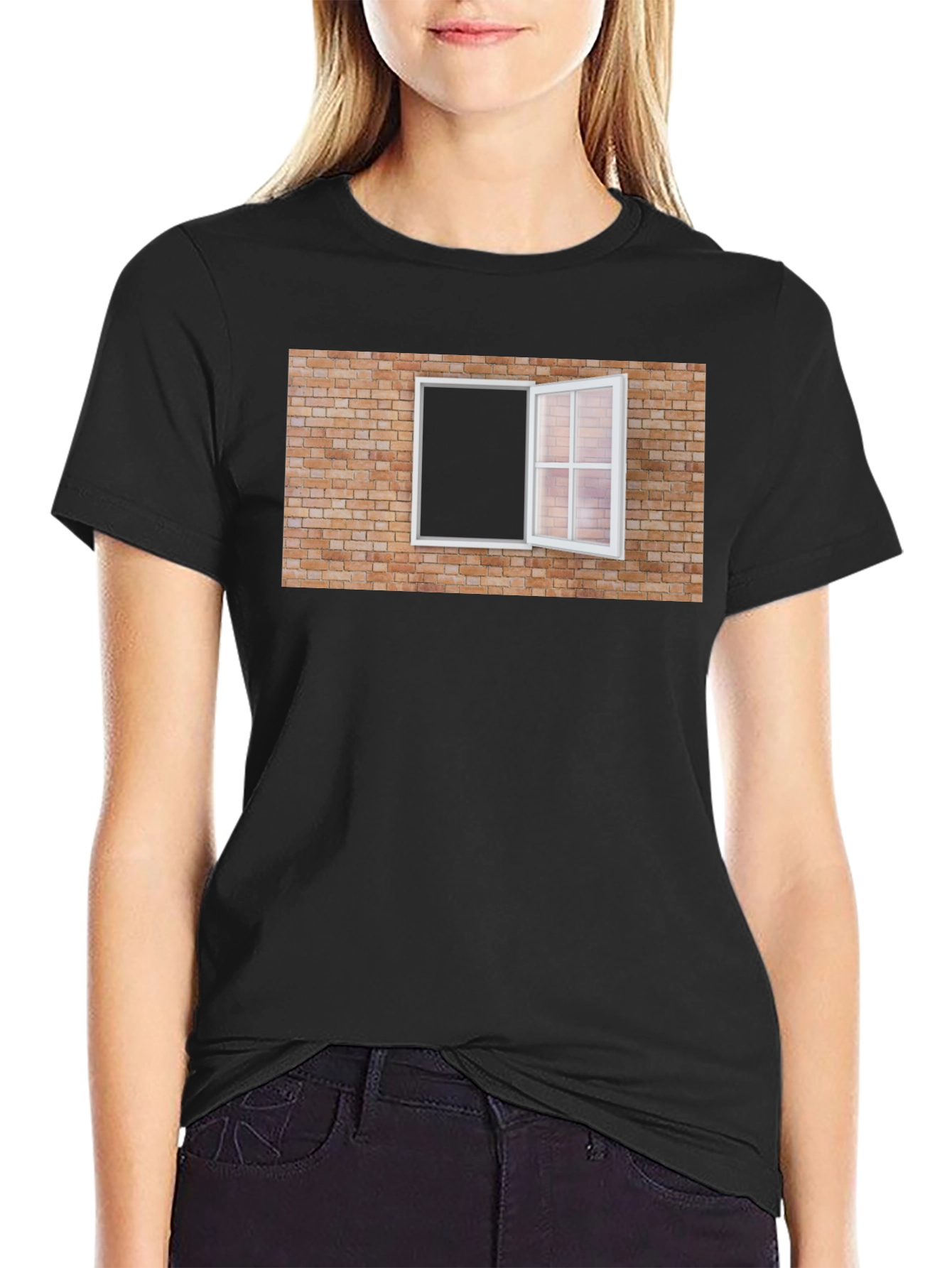 Brick Wall Window Graphic Tee - Unique Design