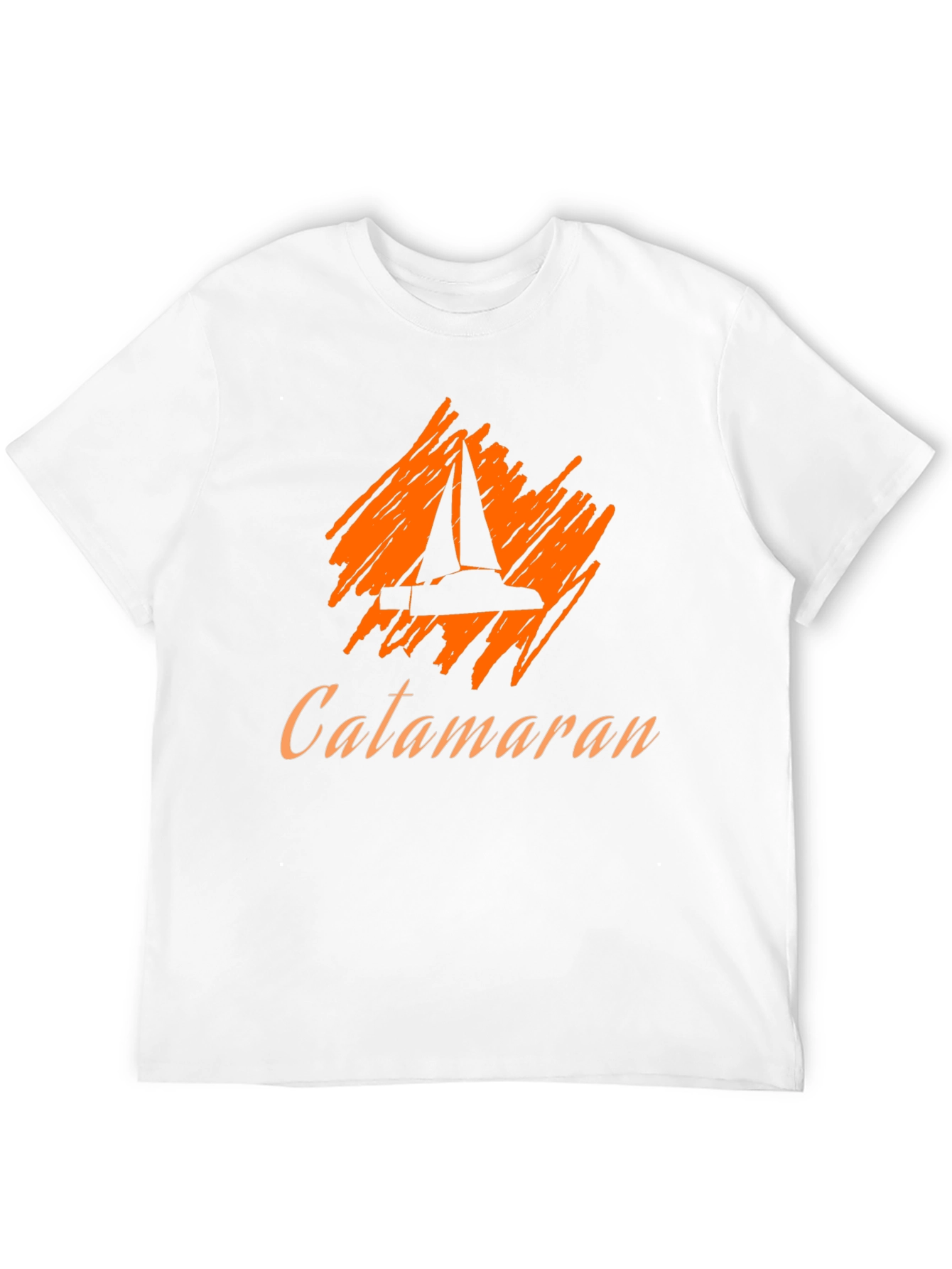 Catamaran Sailboat Graphic Tee - Black Cotton T-Shirt