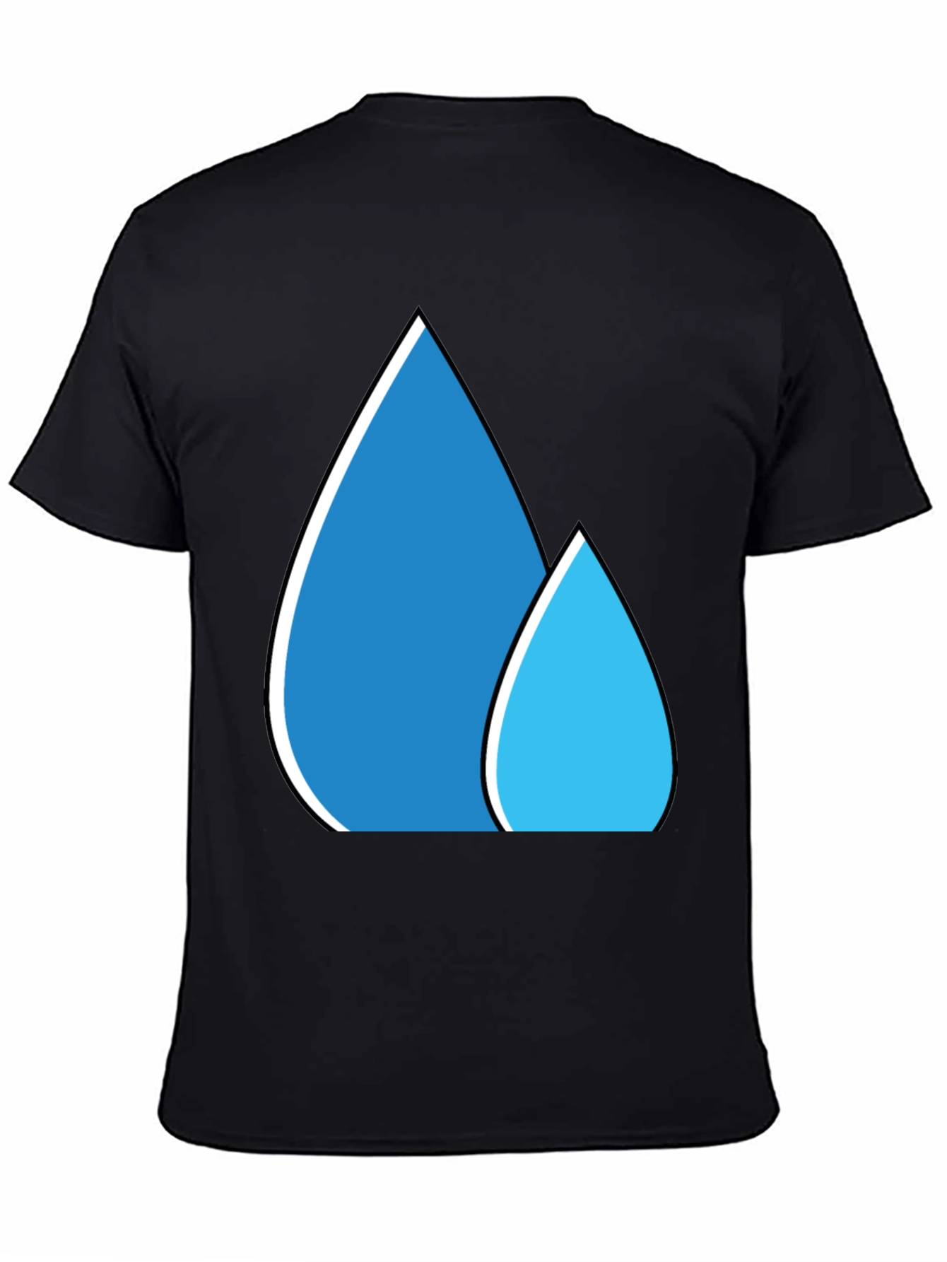 Blue Water Droplet Graphic Black T-Shirt