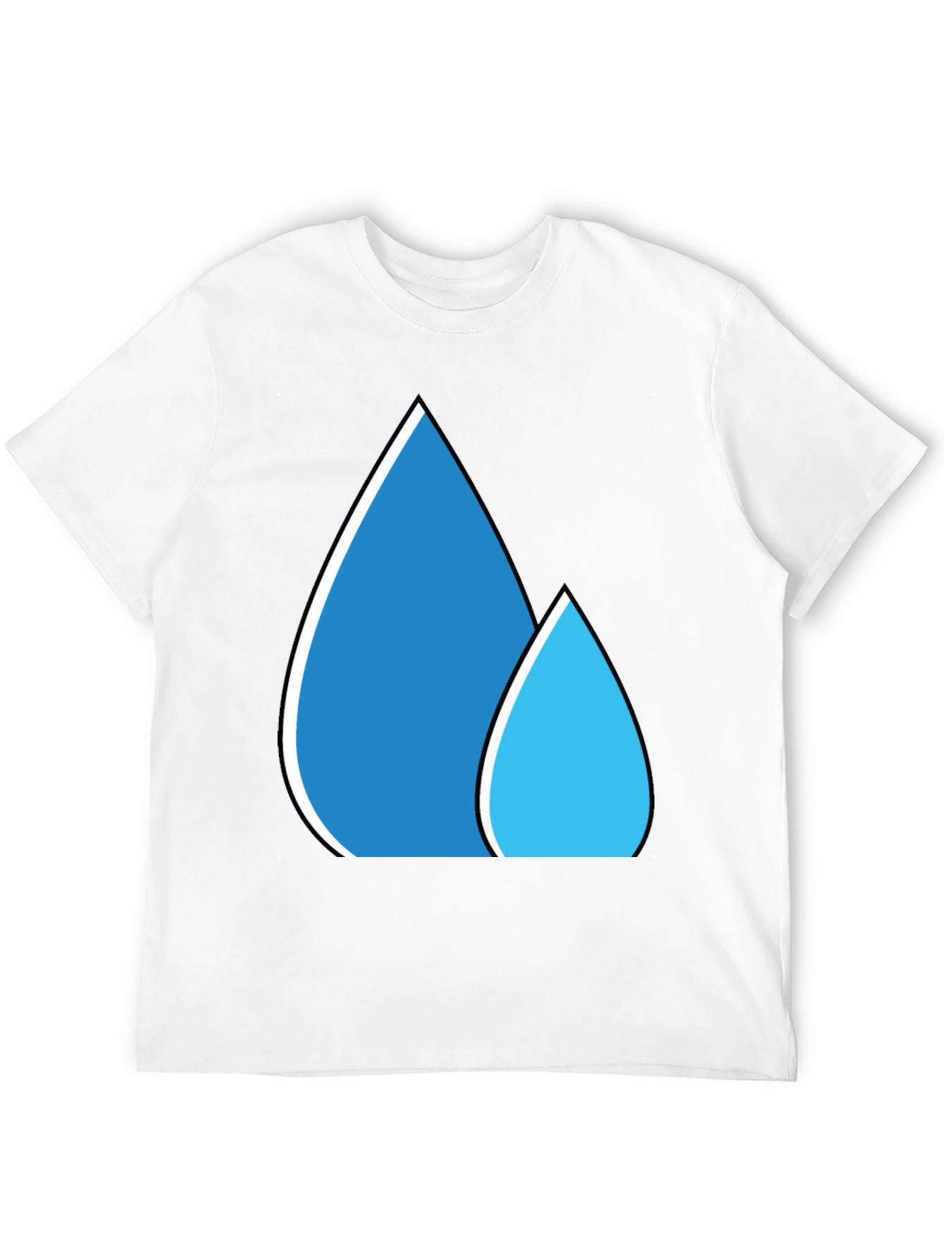 Blue Water Droplet Graphic Black T-Shirt
