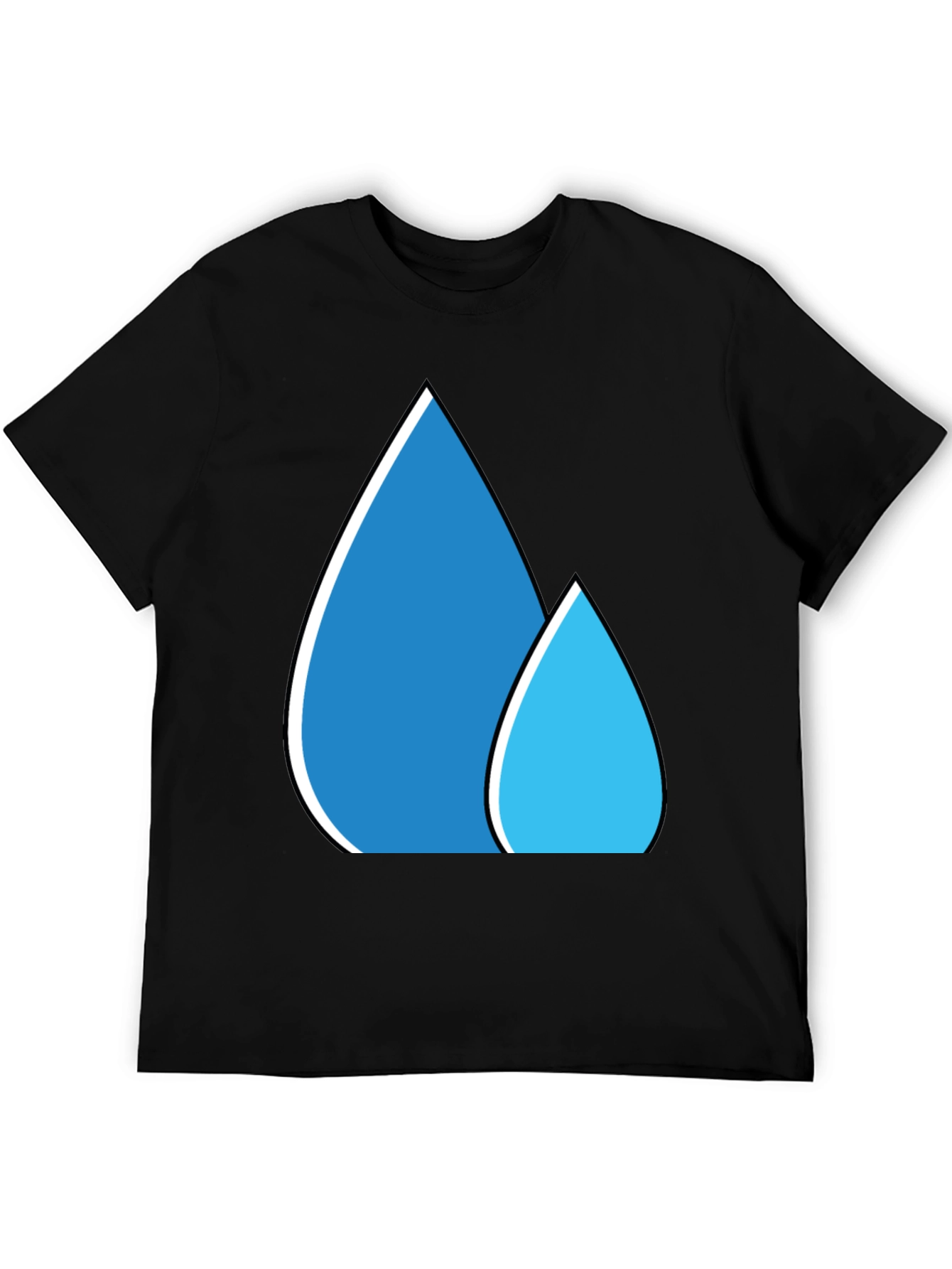 Blue Water Droplet Graphic Black T-Shirt