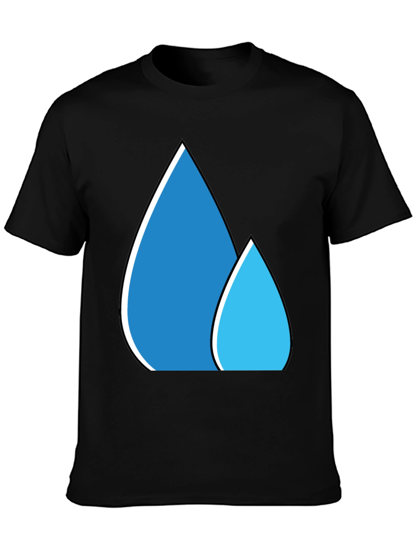 Blue Water Droplet Graphic Black T-Shirt