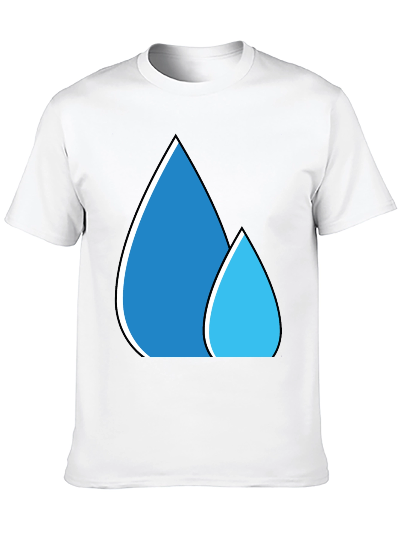Blue Water Droplet Graphic Black T-Shirt