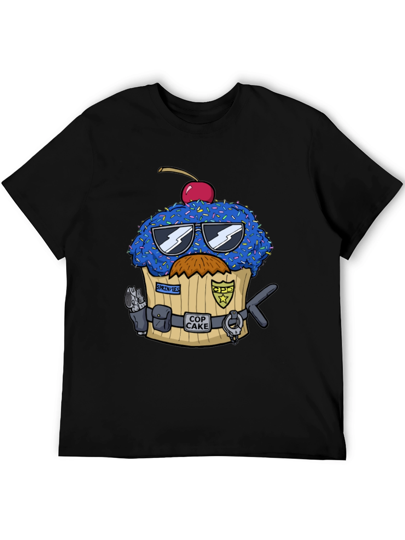 Cop Cake Graphic T-Shirt - Novelty Dessert Tee