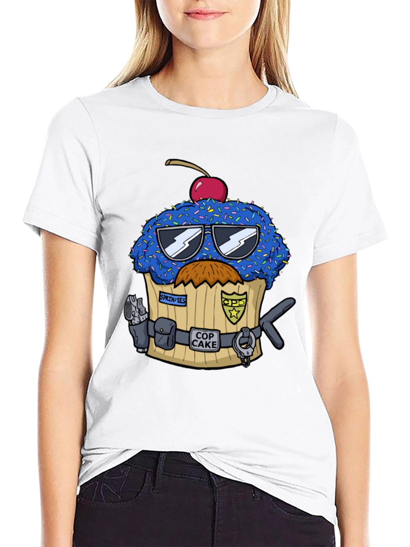 Cop Cake Graphic T-Shirt - Novelty Dessert Tee
