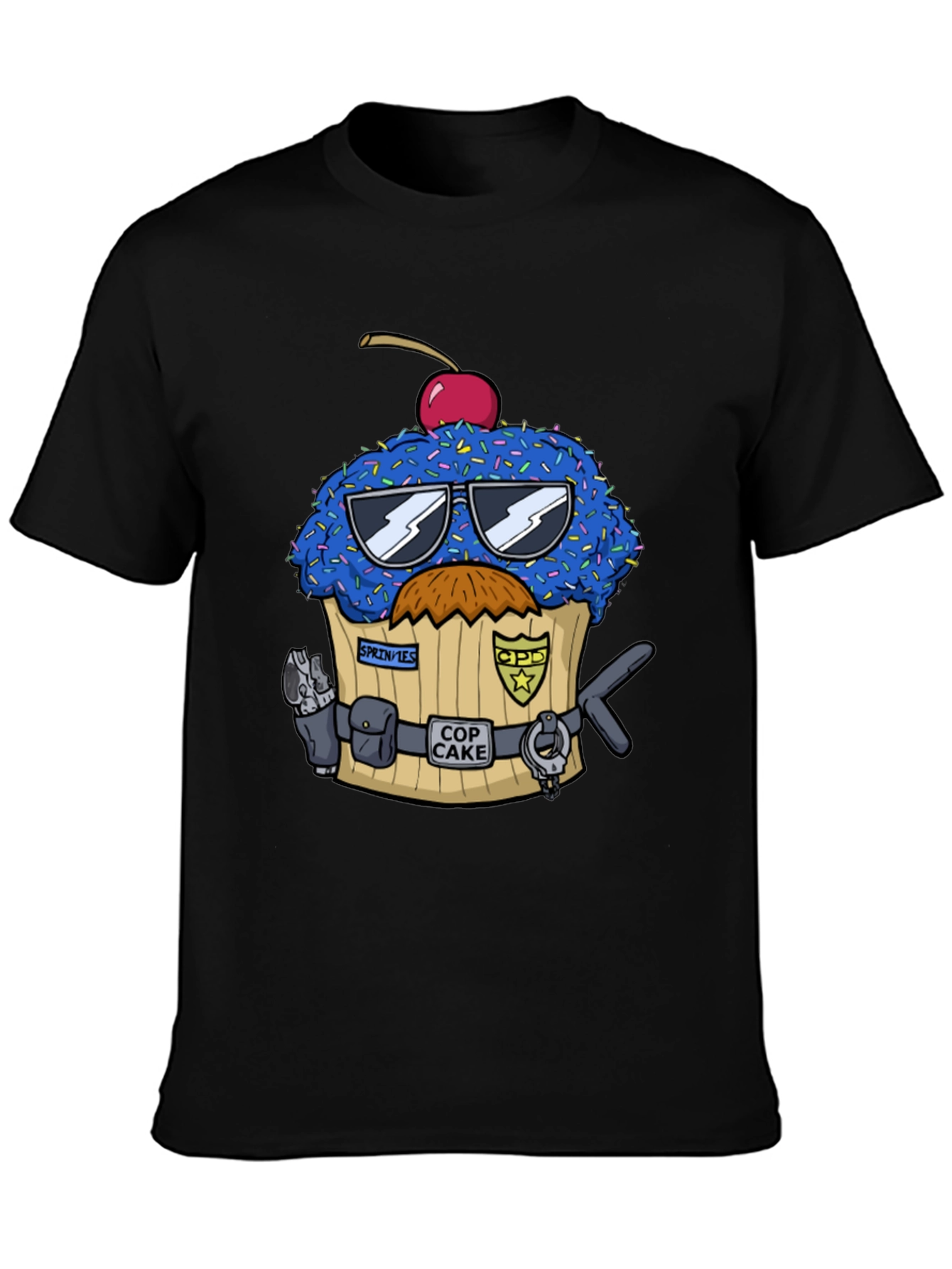 Cop Cake Graphic T-Shirt - Novelty Dessert Tee