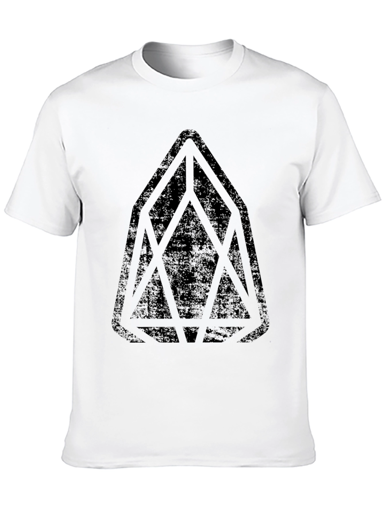 Mens Black Graphic Tee - Geometric Design