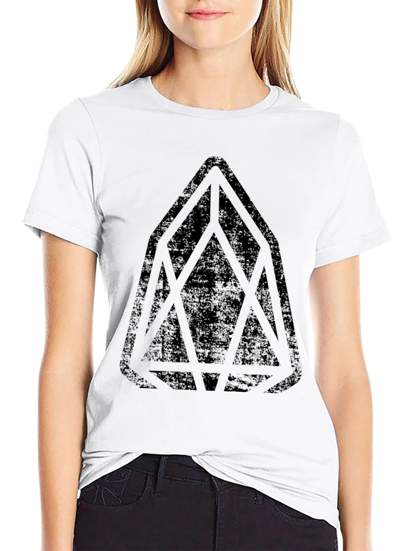 Mens Black Graphic Tee - Geometric Design