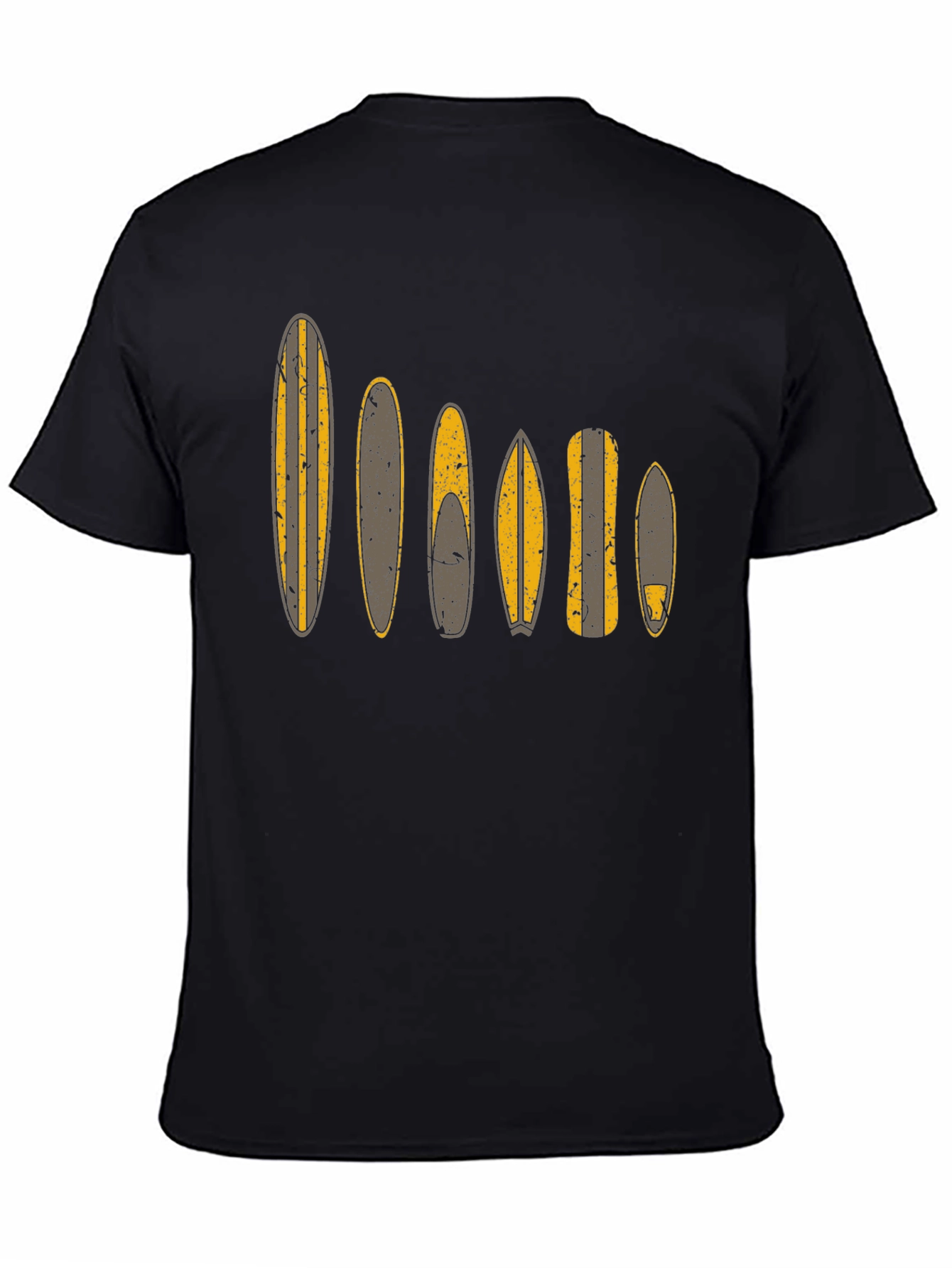 Surfboard Pattern Black T-Shirt