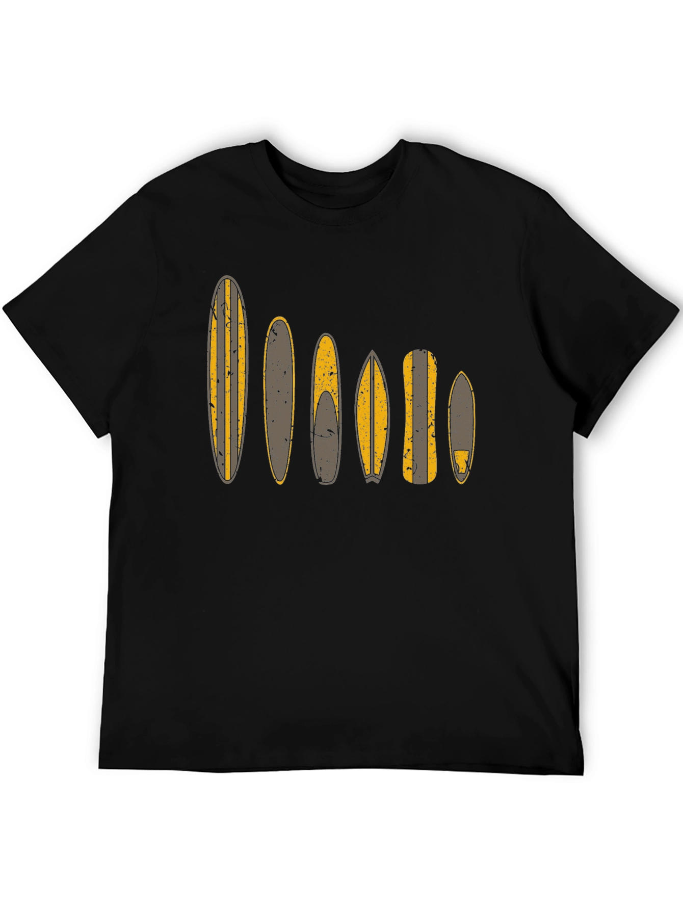 Surfboard Pattern Black T-Shirt