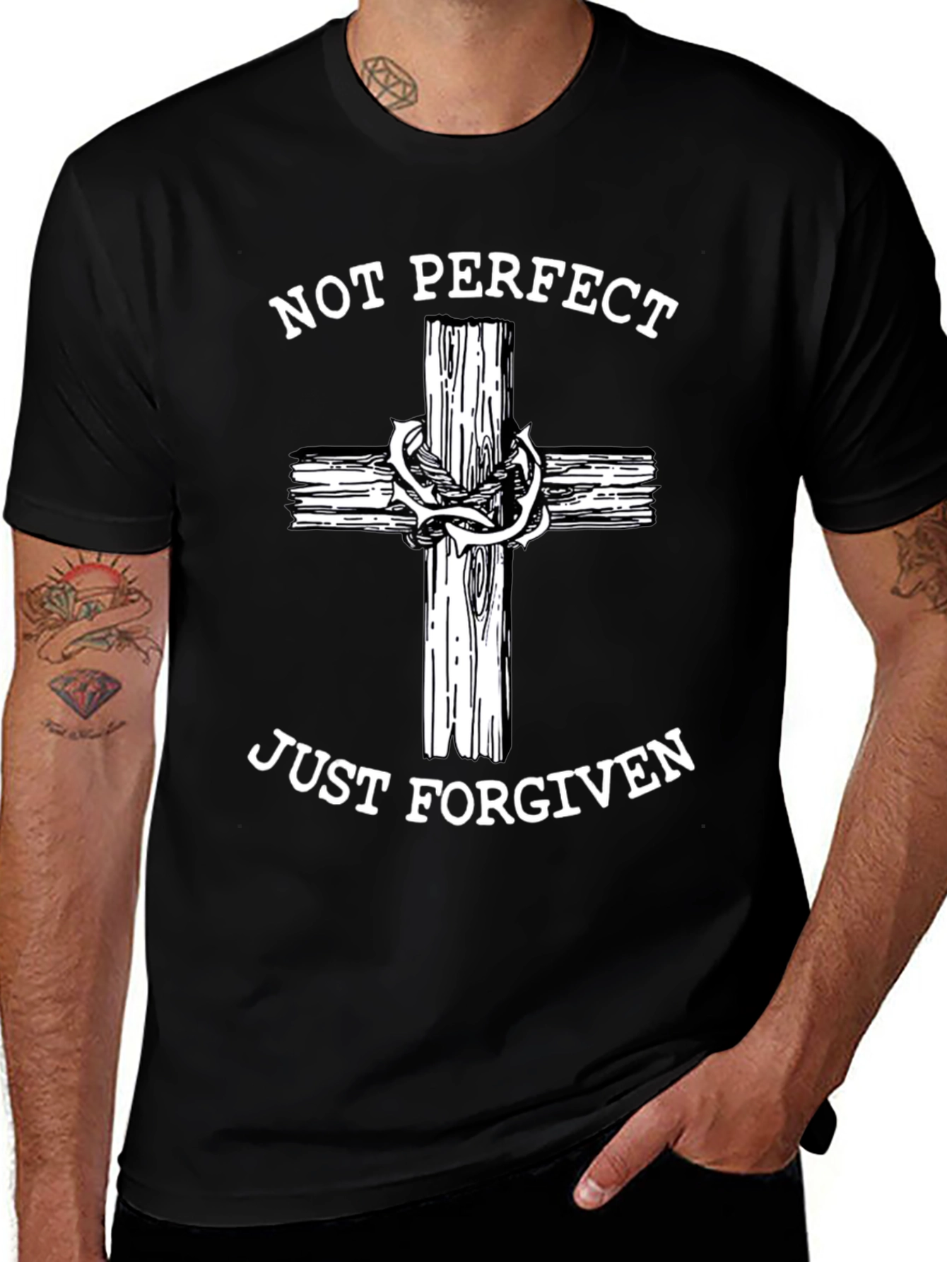 Not Perfect Just Forgiven Christian T-Shirt