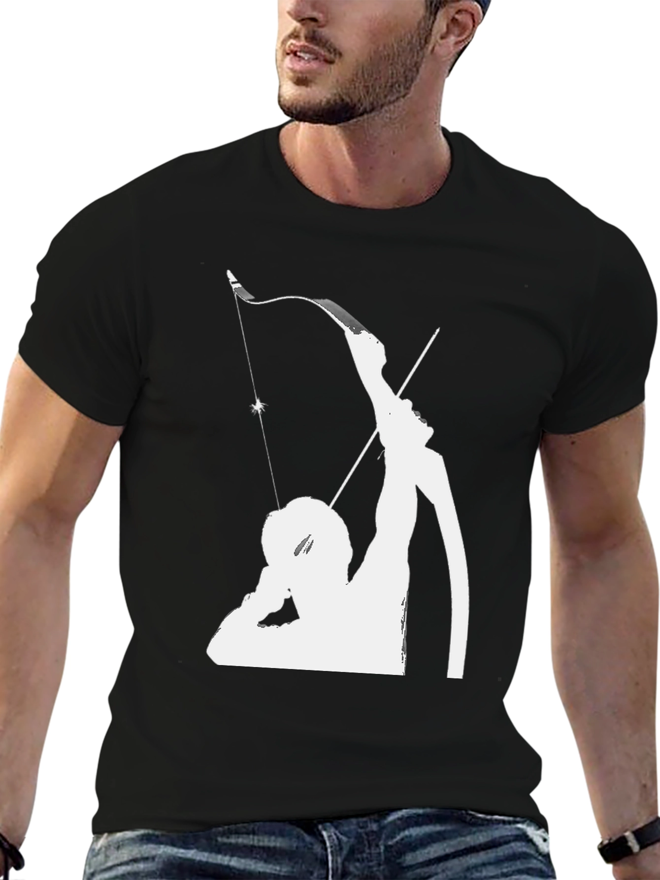 Archer Graphic Tee - Black Cotton Shirt