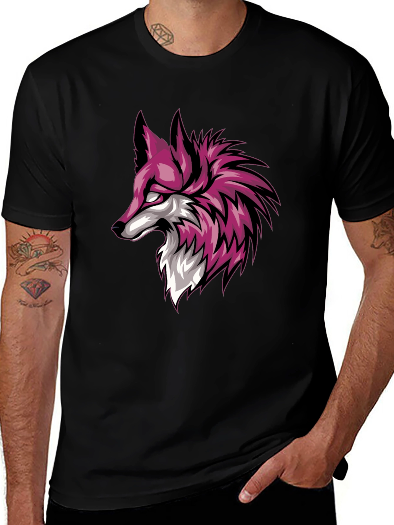 Black T-Shirt with Fox Graphic