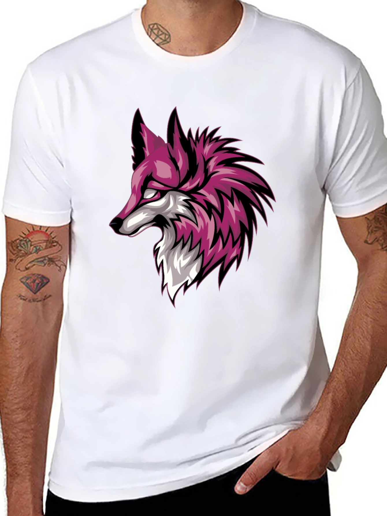 Black T-Shirt with Fox Graphic