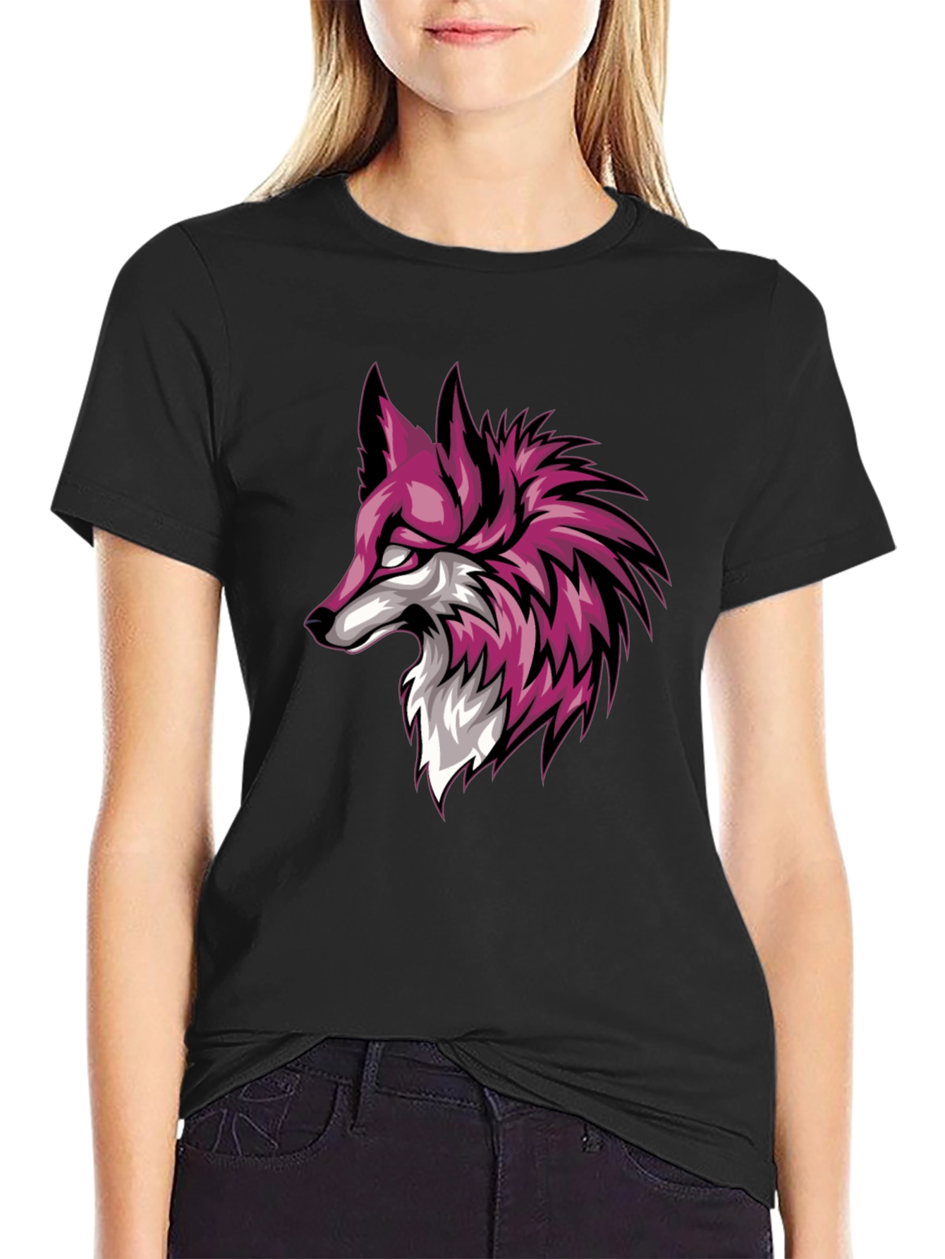 Black T-Shirt with Fox Graphic