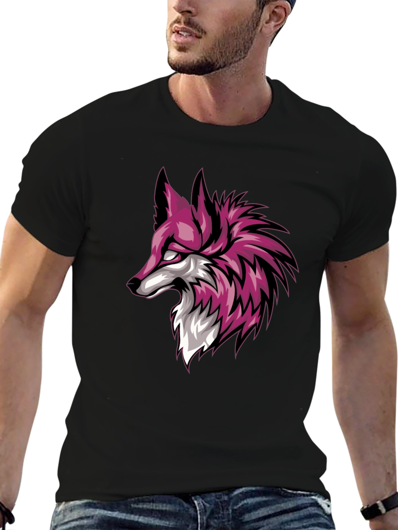Black T-Shirt with Fox Graphic