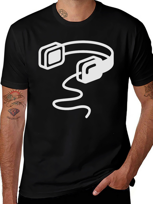 Modern Headphones Graphic Black T-Shirt