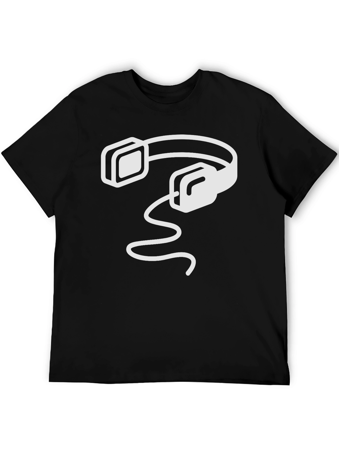 Modern Headphones Graphic Black T-Shirt