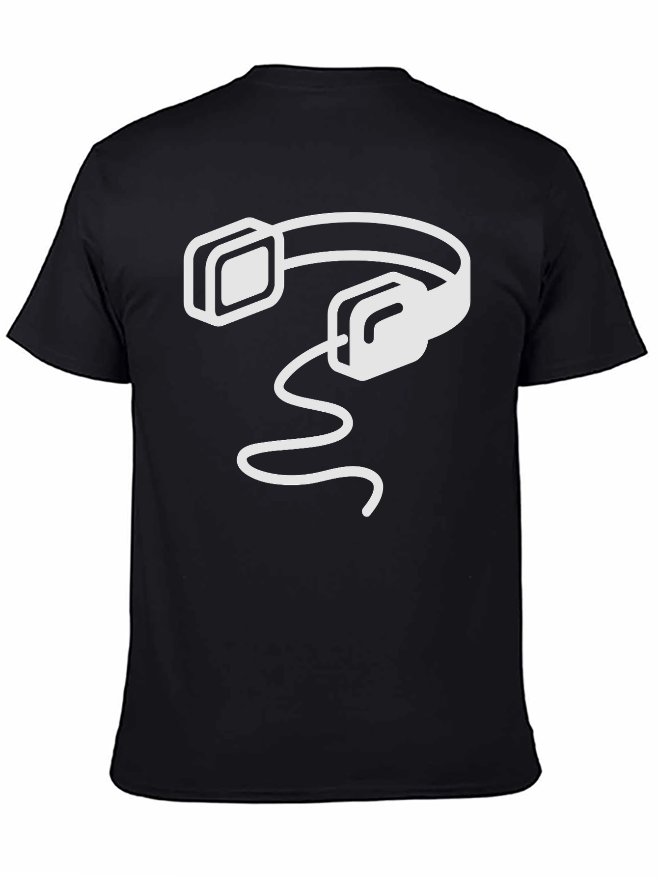 Modern Headphones Graphic Black T-Shirt