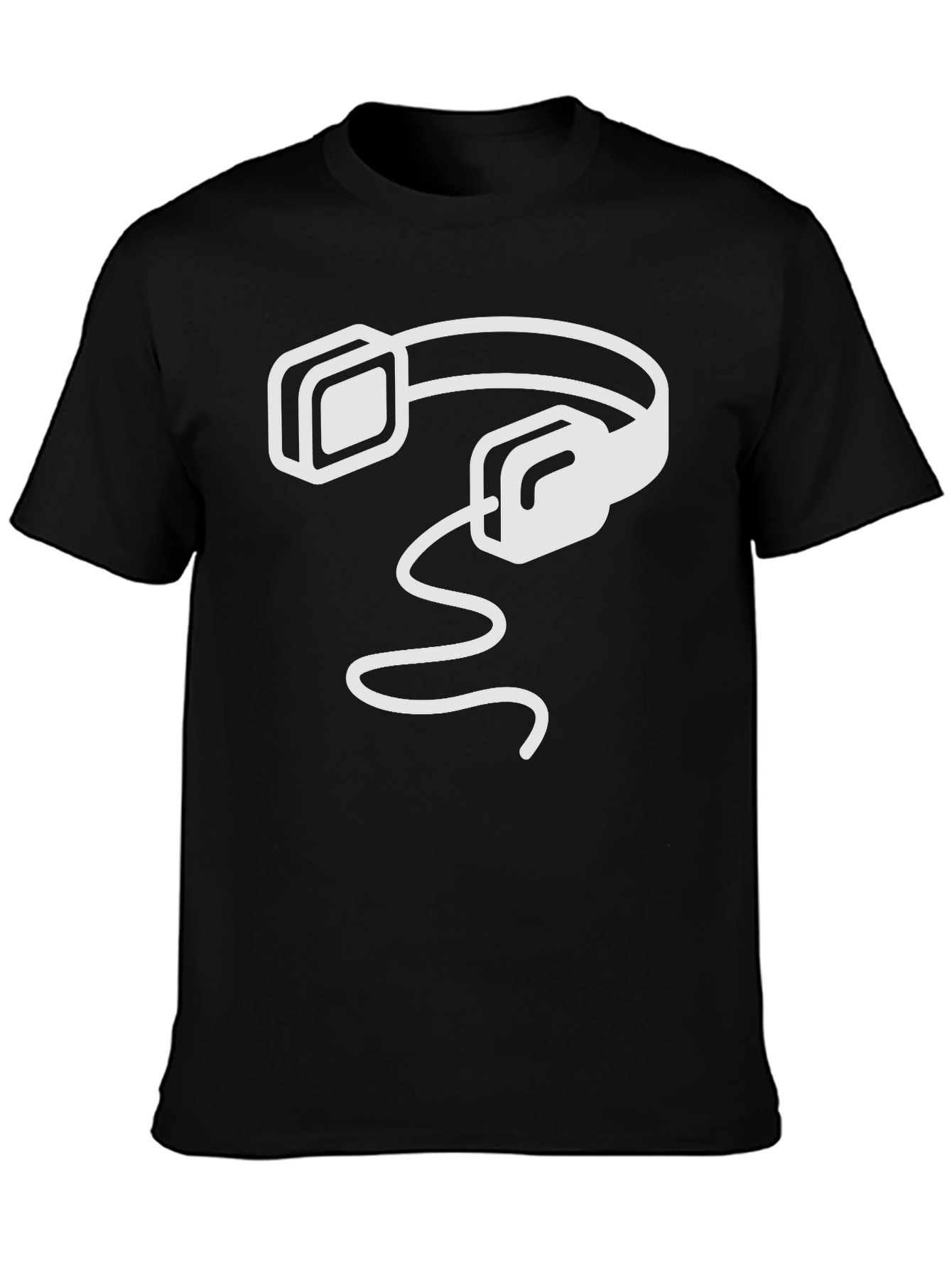 Modern Headphones Graphic Black T-Shirt