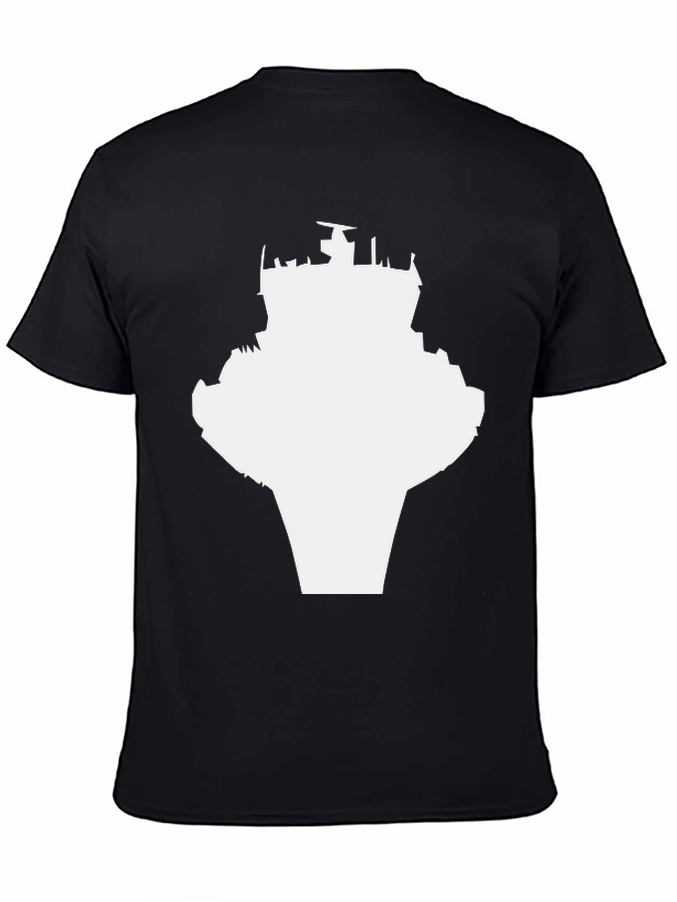 Black T-Shirt with Abstract Tower Graphic