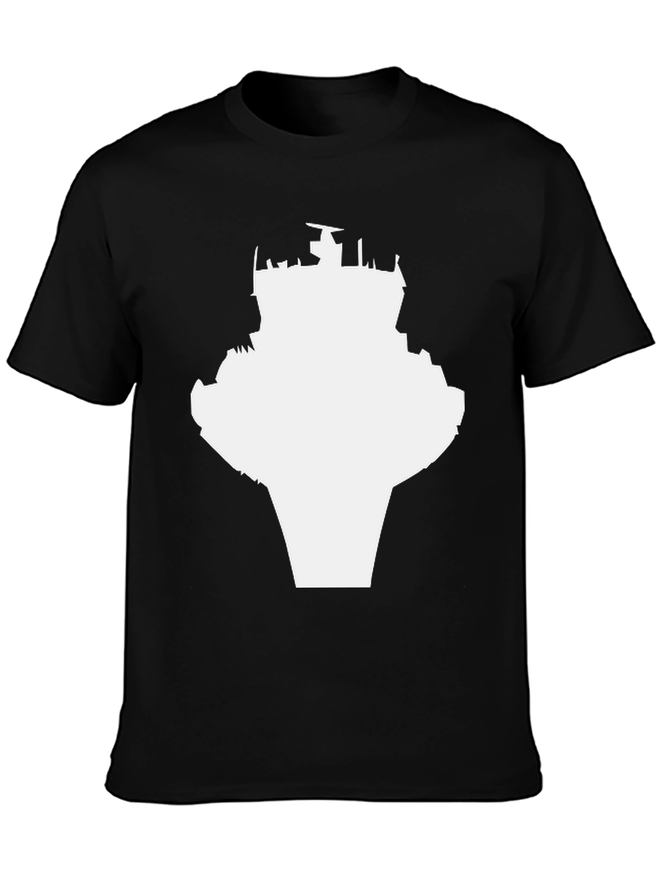 Black T-Shirt with Abstract Tower Graphic