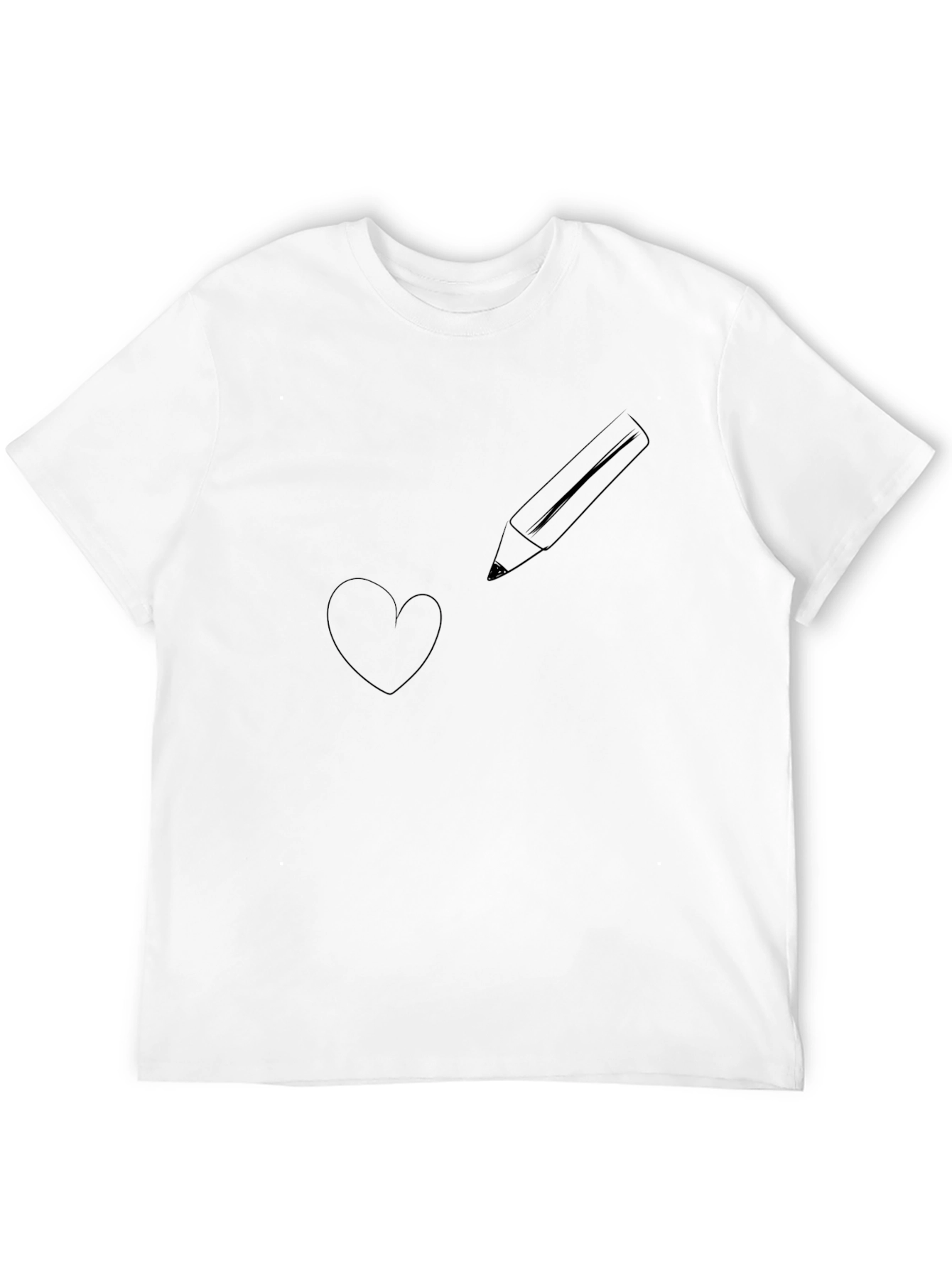 Heart and Pencil Black Graphic T-Shirt
