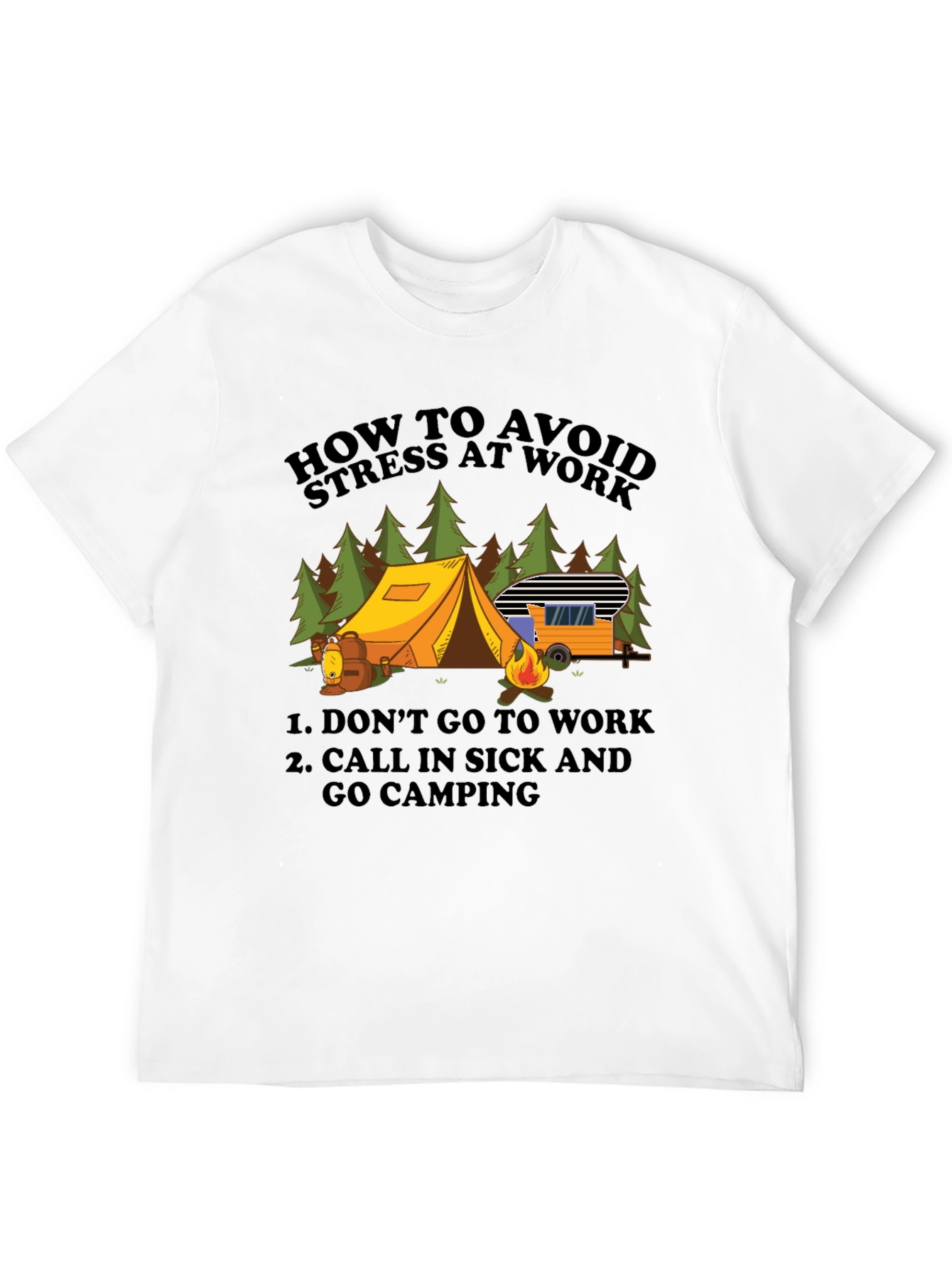 Avoid Stress Camping T-Shirt - Funny Vacation Tee