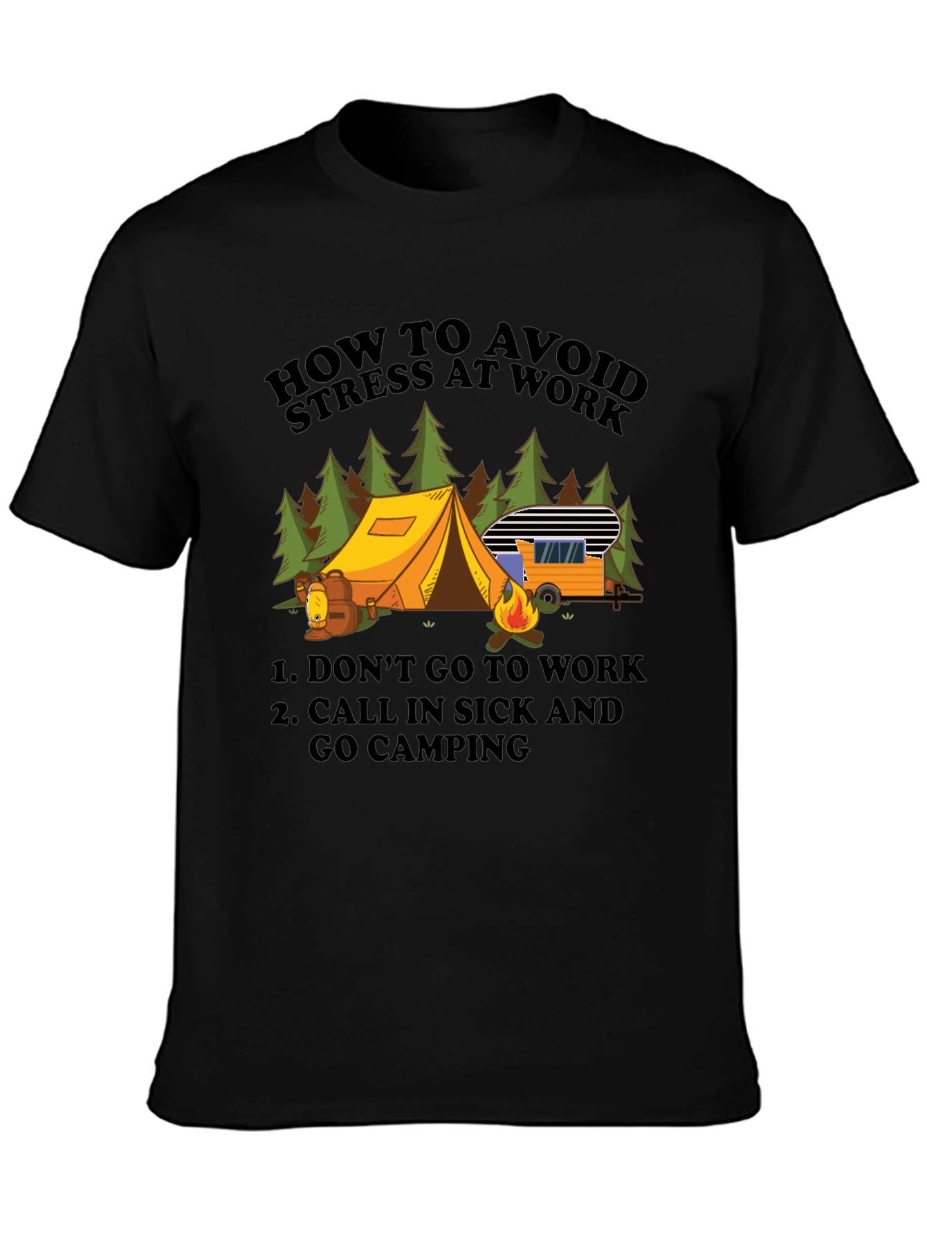 Avoid Stress Camping T-Shirt - Funny Vacation Tee