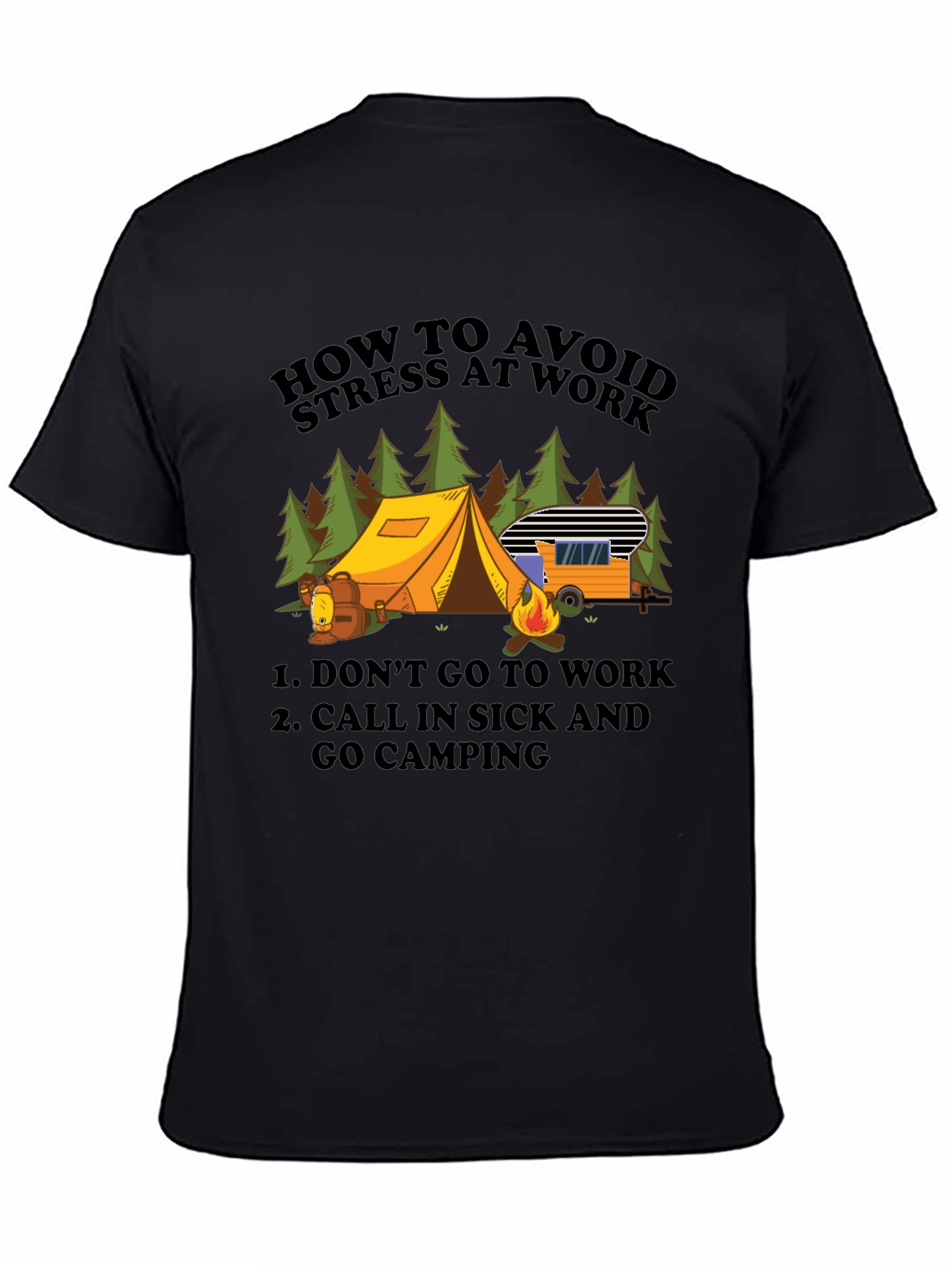 Avoid Stress Camping T-Shirt - Funny Vacation Tee