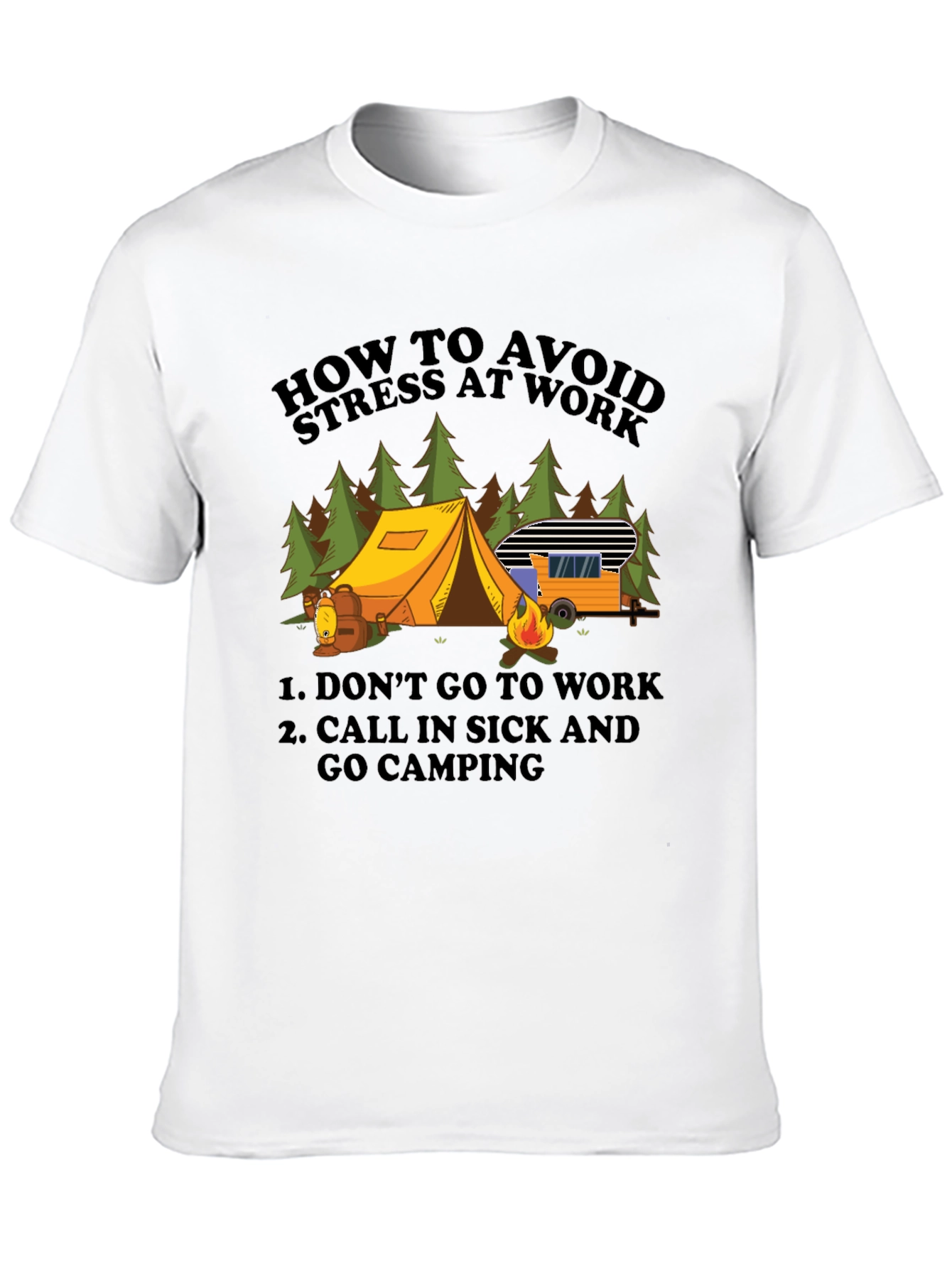 Avoid Stress Camping T-Shirt - Funny Vacation Tee