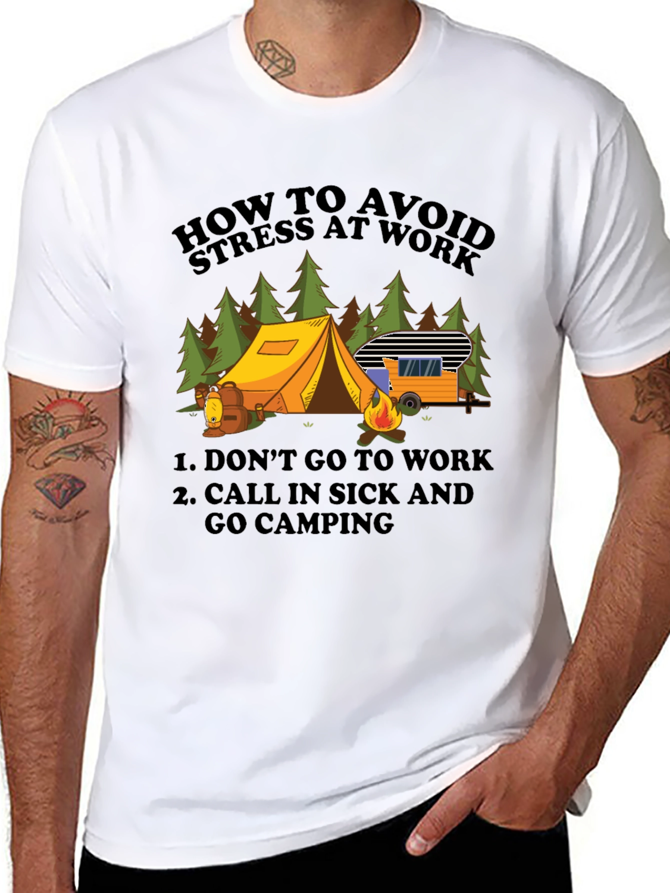 Avoid Stress Camping T-Shirt - Funny Vacation Tee