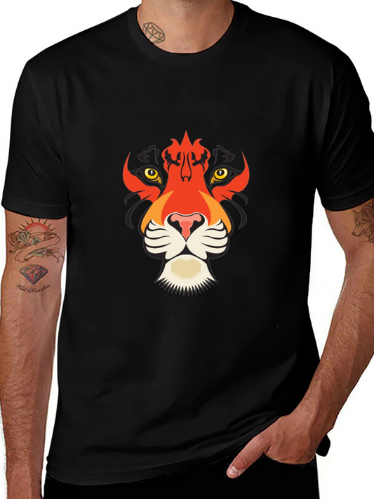 Bold Black T-Shirt with Tiger Graphic