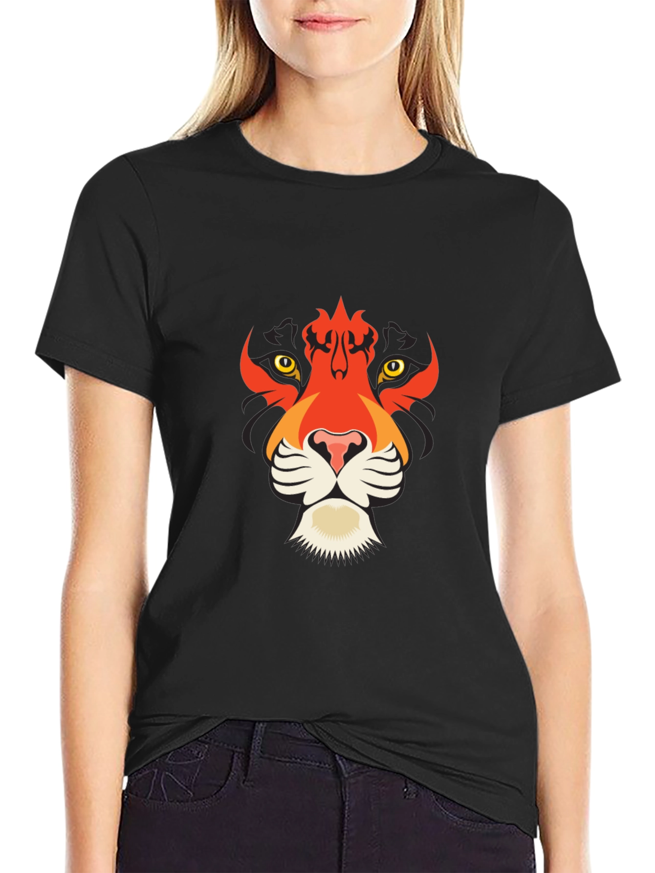 Bold Black T-Shirt with Tiger Graphic