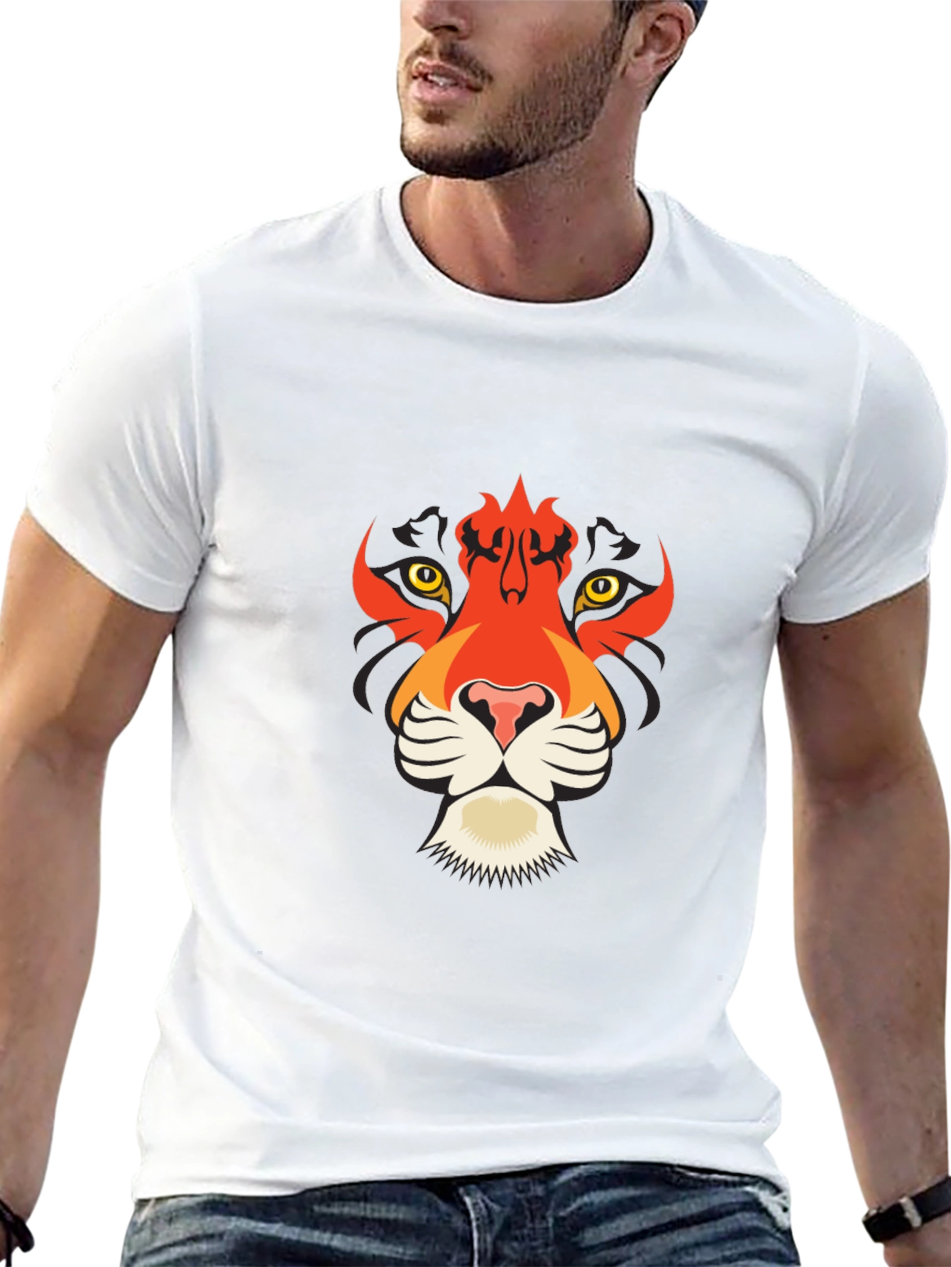Bold Black T-Shirt with Tiger Graphic