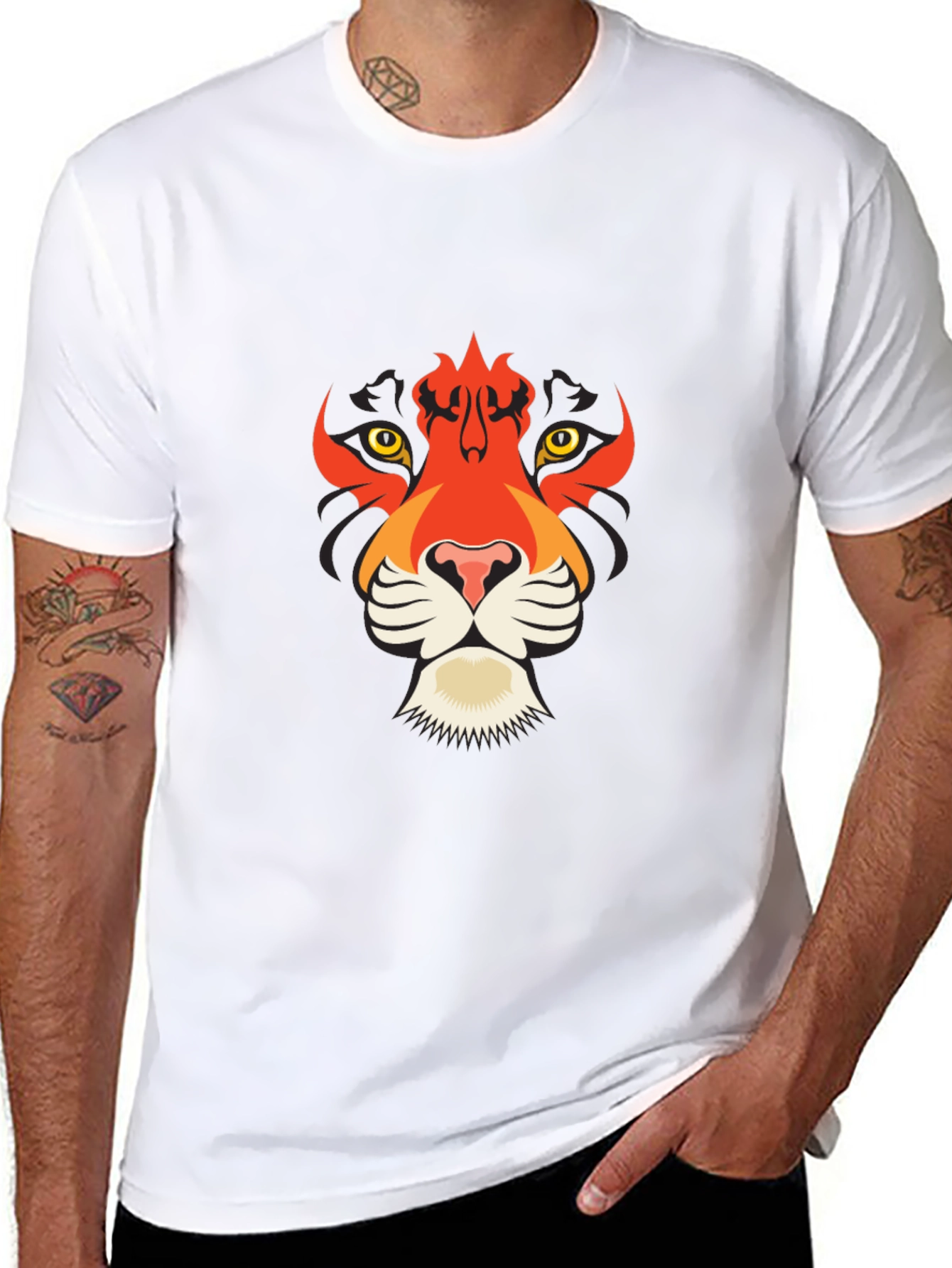 Bold Black T-Shirt with Tiger Graphic