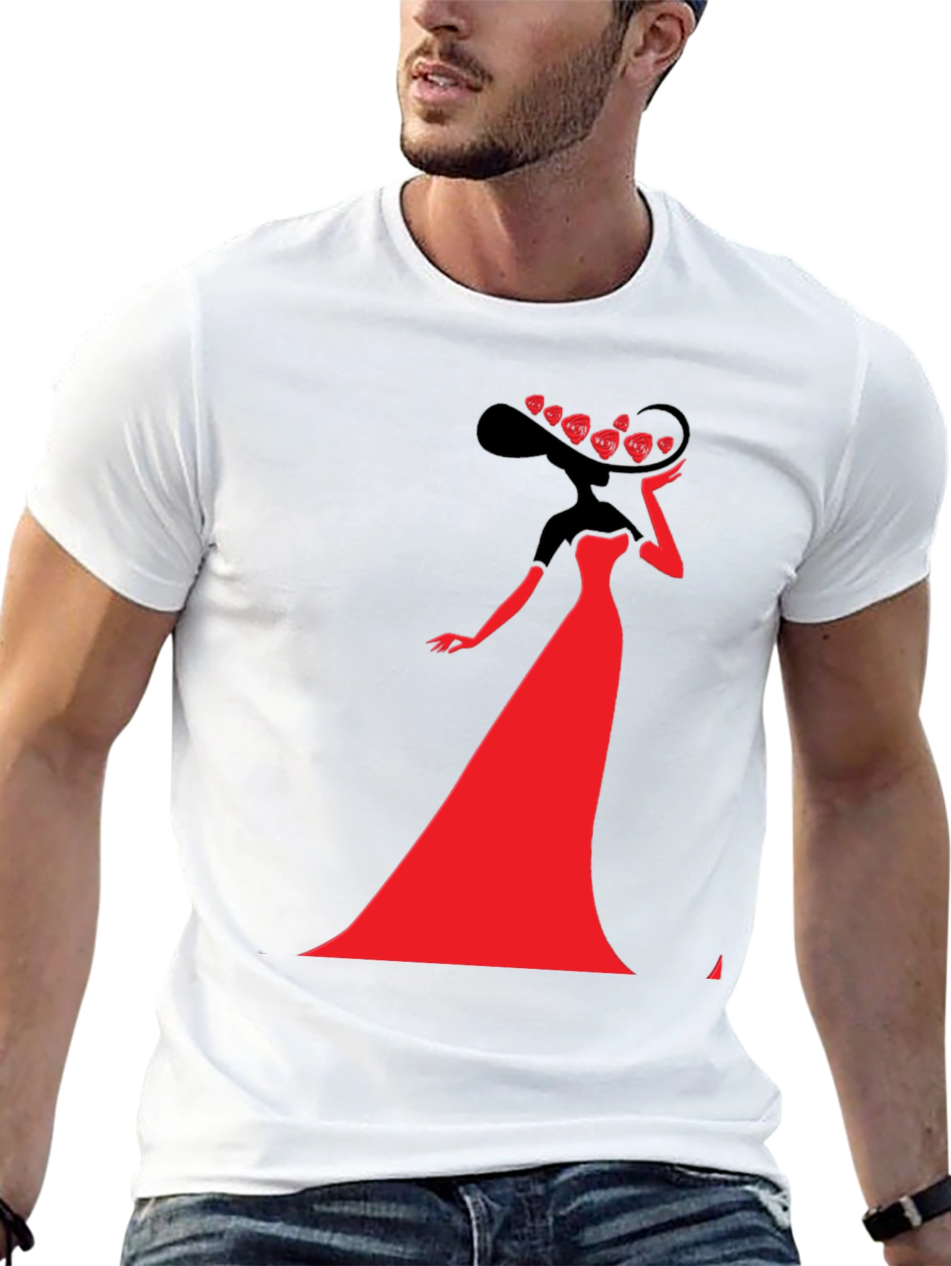 Stylish Lady Graphic Tee - Black