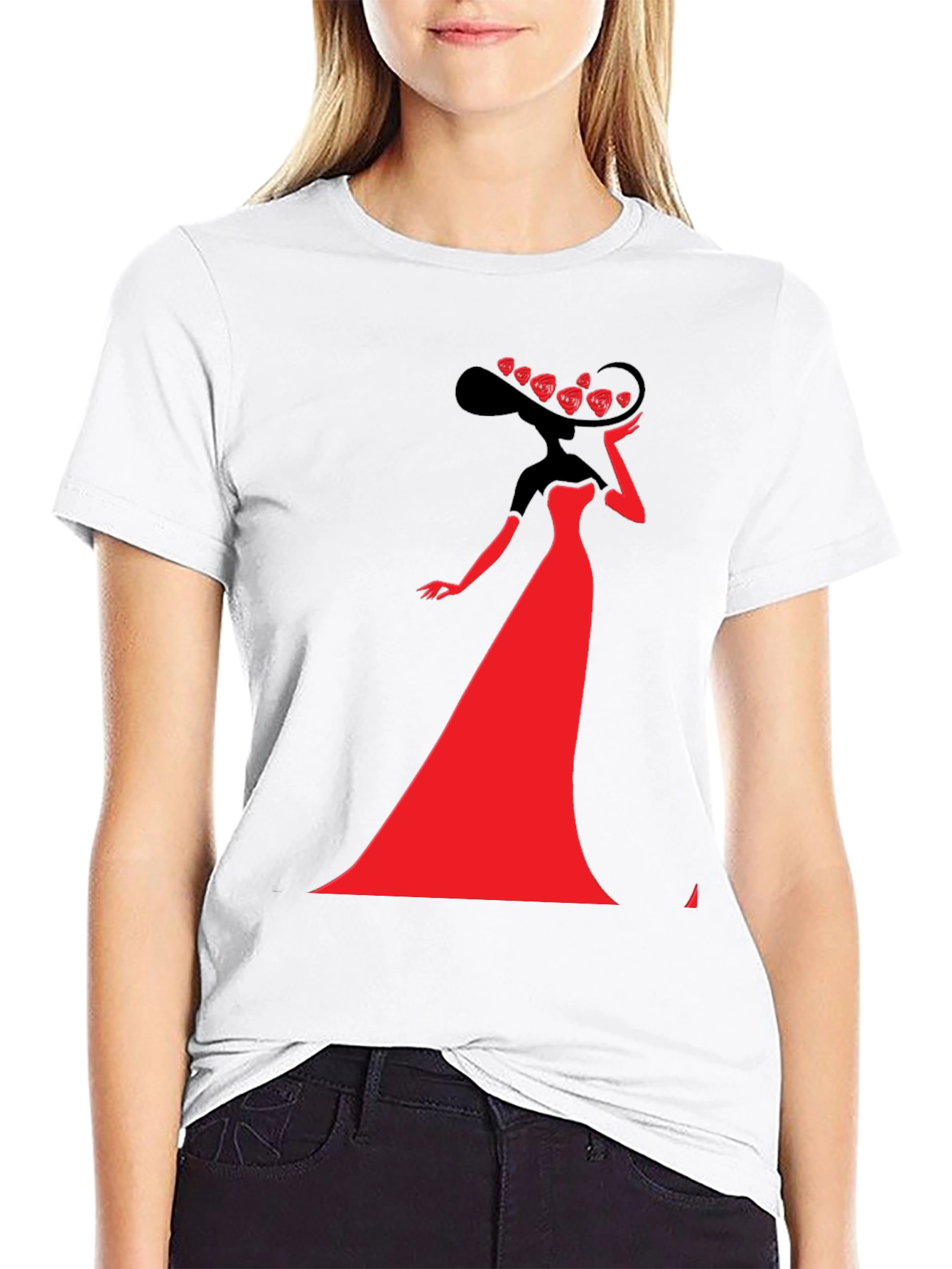 Stylish Lady Graphic Tee - Black