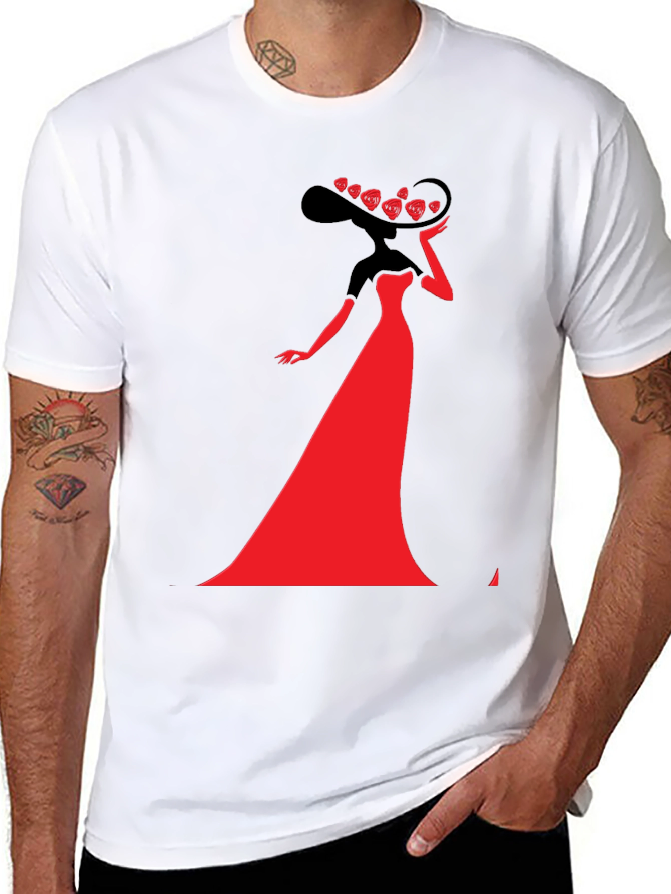 Stylish Lady Graphic Tee - Black