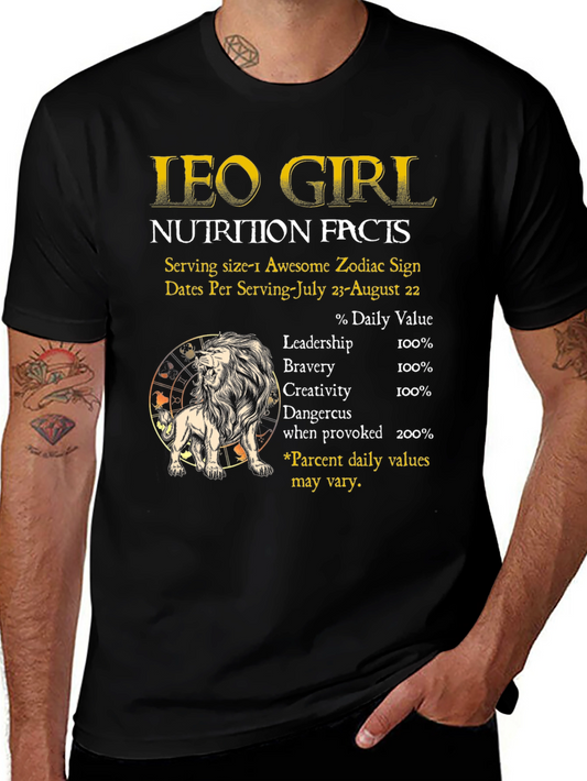 Leo Girl Nutrition Facts Zodiac T-Shirt