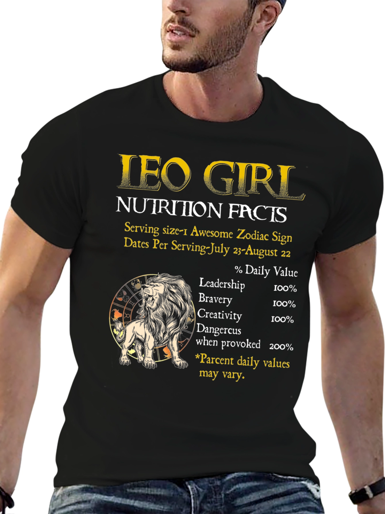 Leo Girl Nutrition Facts Zodiac T-Shirt