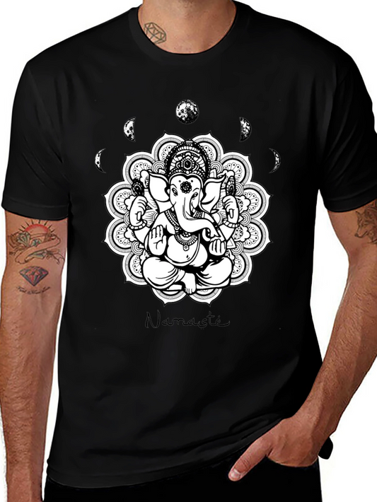Ganesh Namaste Mandala Black T-Shirt