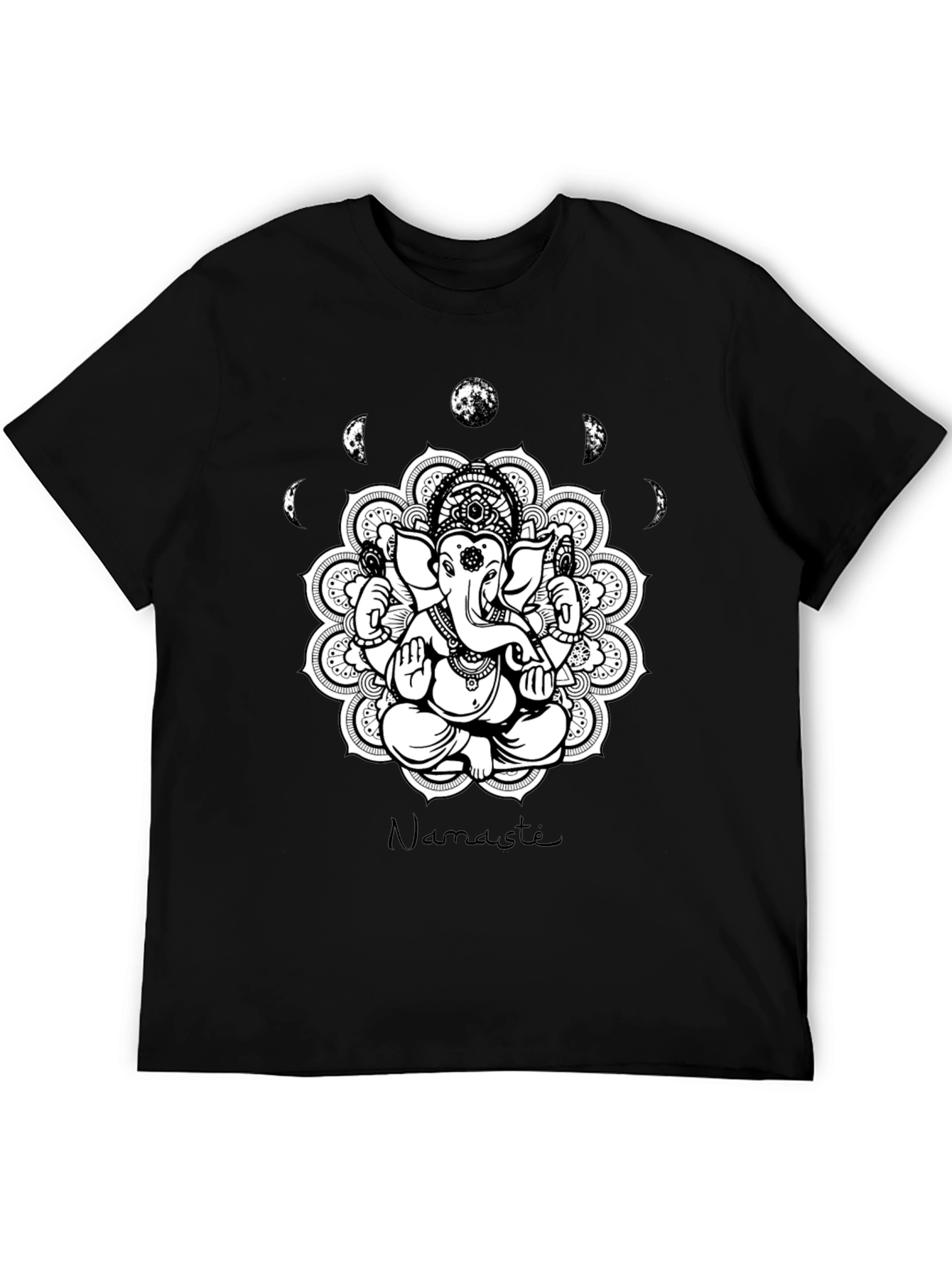 Ganesh Namaste Mandala Black T-Shirt