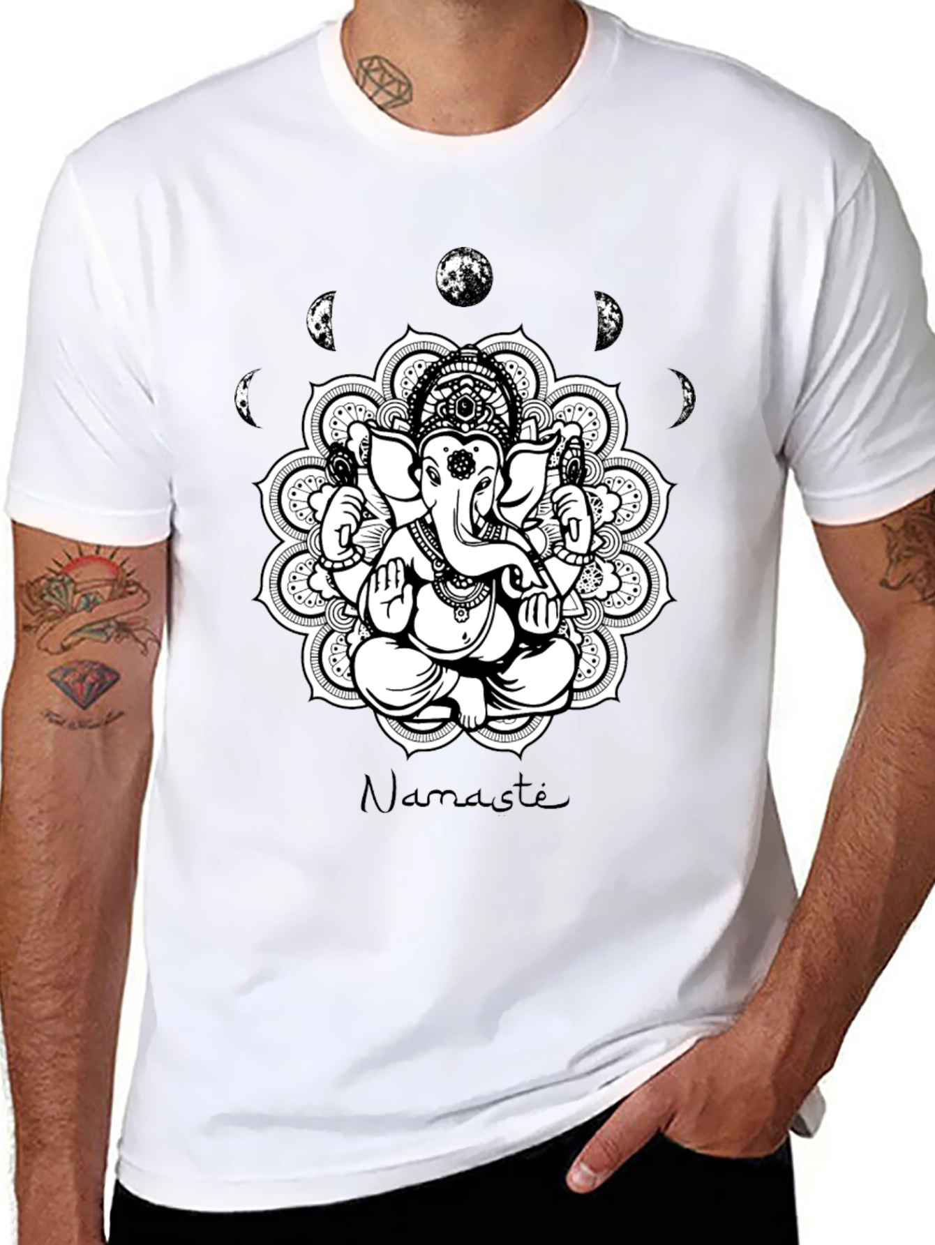 Ganesh Namaste Mandala Black T-Shirt