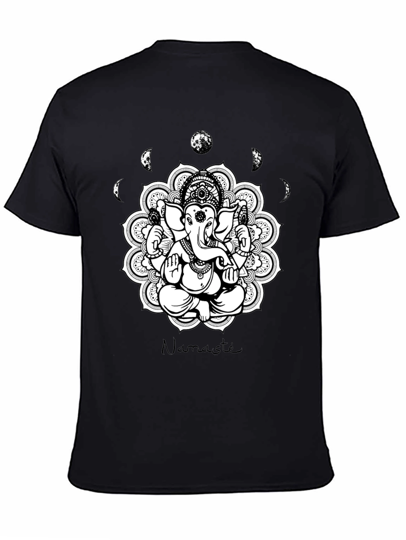 Ganesh Namaste Mandala Black T-Shirt