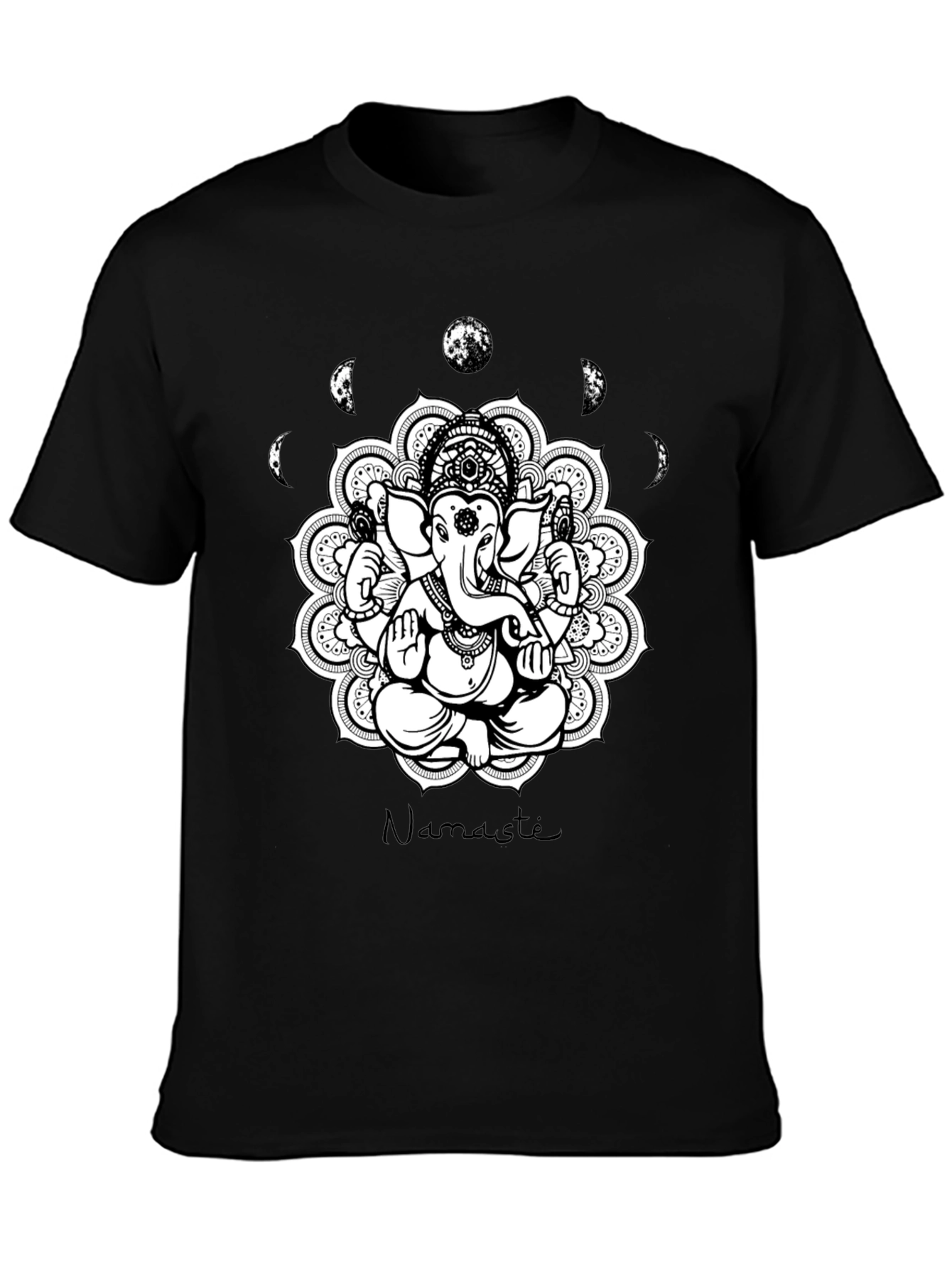 Ganesh Namaste Mandala Black T-Shirt