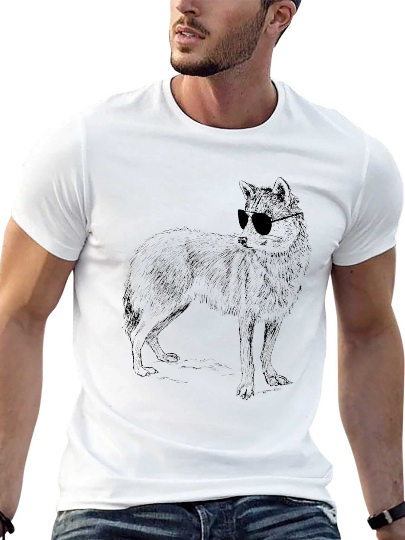 Cool Wolf Graphic Tee - Black Casual T-Shirt