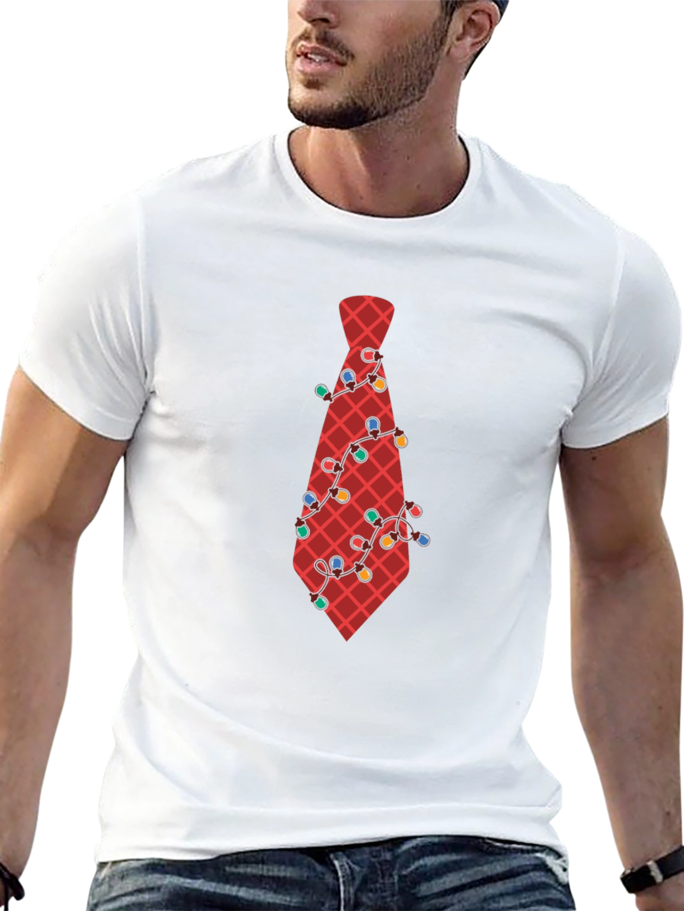 Festive Tie Graphic Tee - Holiday Party Ready!