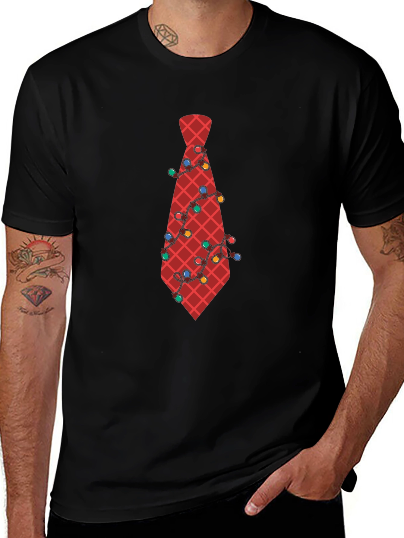 Festive Tie Graphic Tee - Holiday Party Ready!