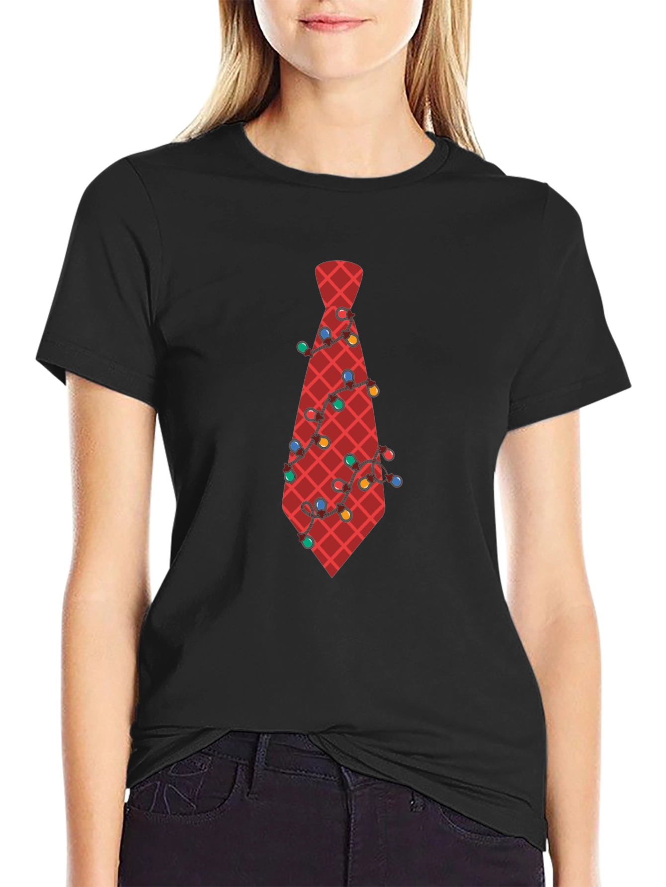 Festive Tie Graphic Tee - Holiday Party Ready!